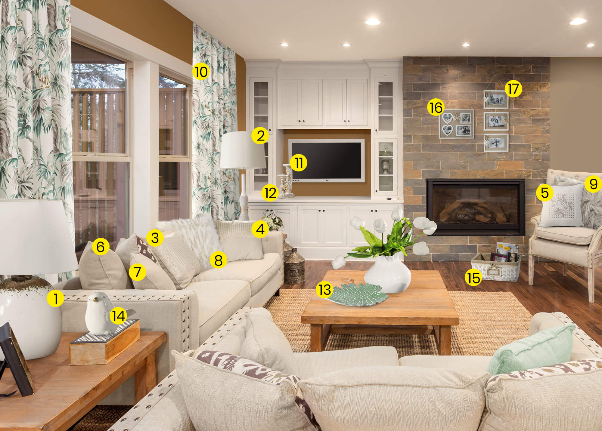 salon w stylu rustykalnym eurofirany