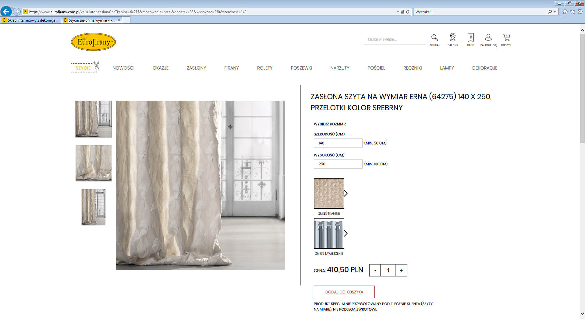 kalkulator do szycia firan eurofirany