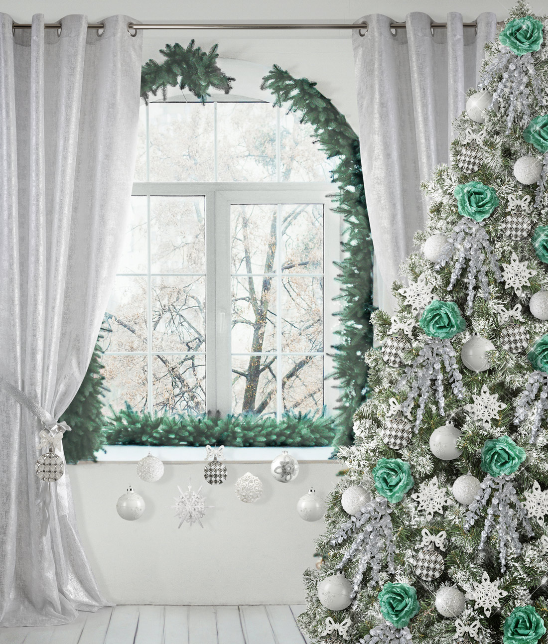 Новогодние шторы на кухню - выбираем шторы на Рождество 2019