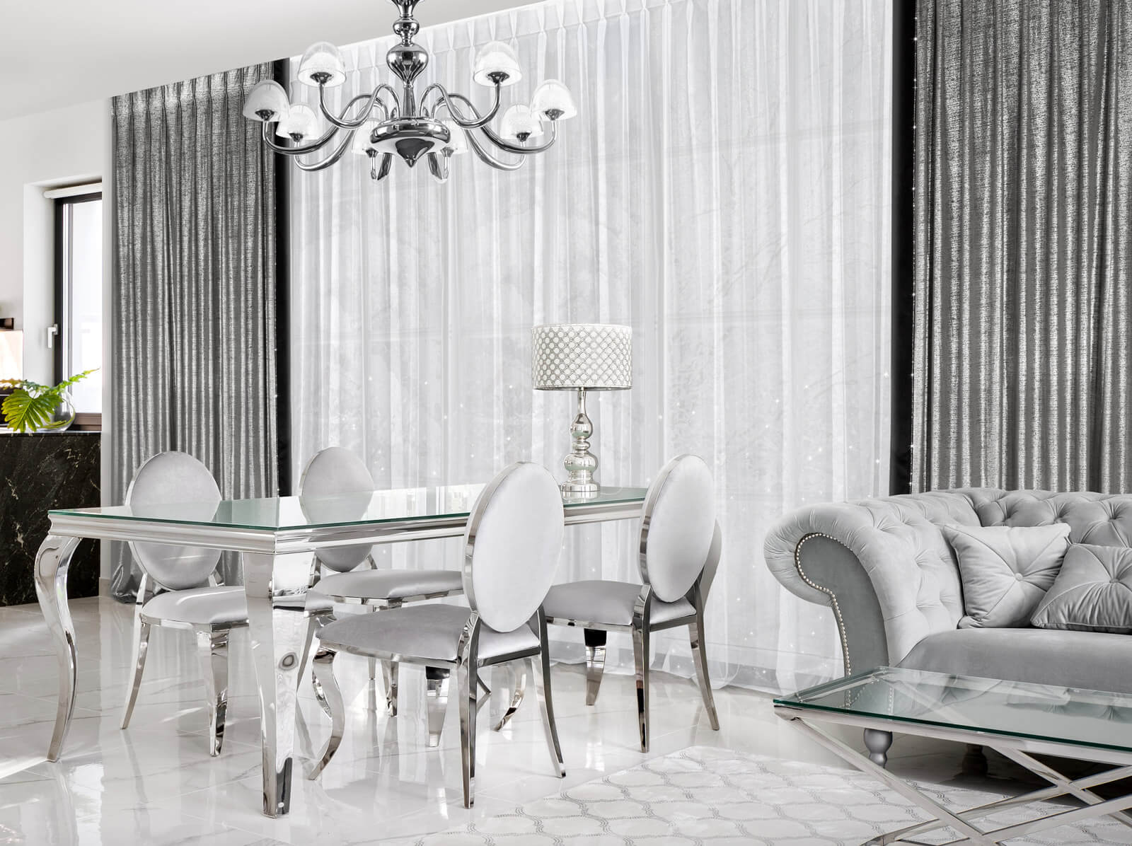 jadalnia w stylu glamour