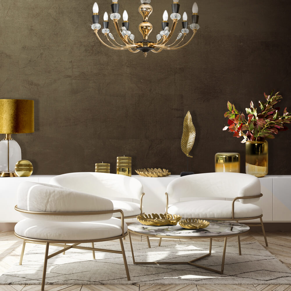 dekoracje na polce w salonie