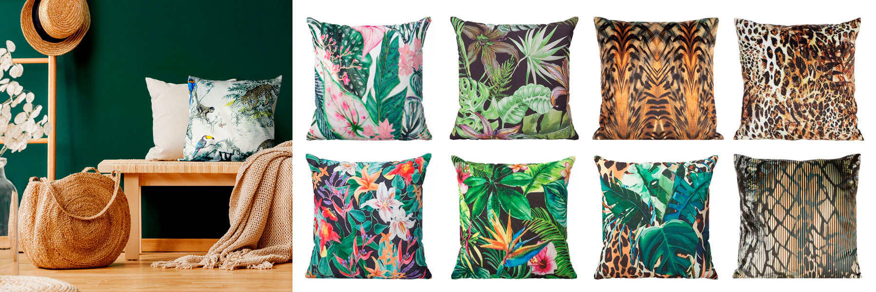 poduszki we wzory roslinne