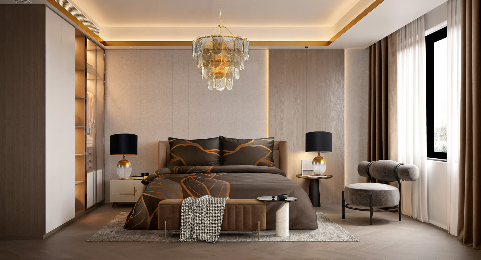 sypialnia w stylu hotelowym