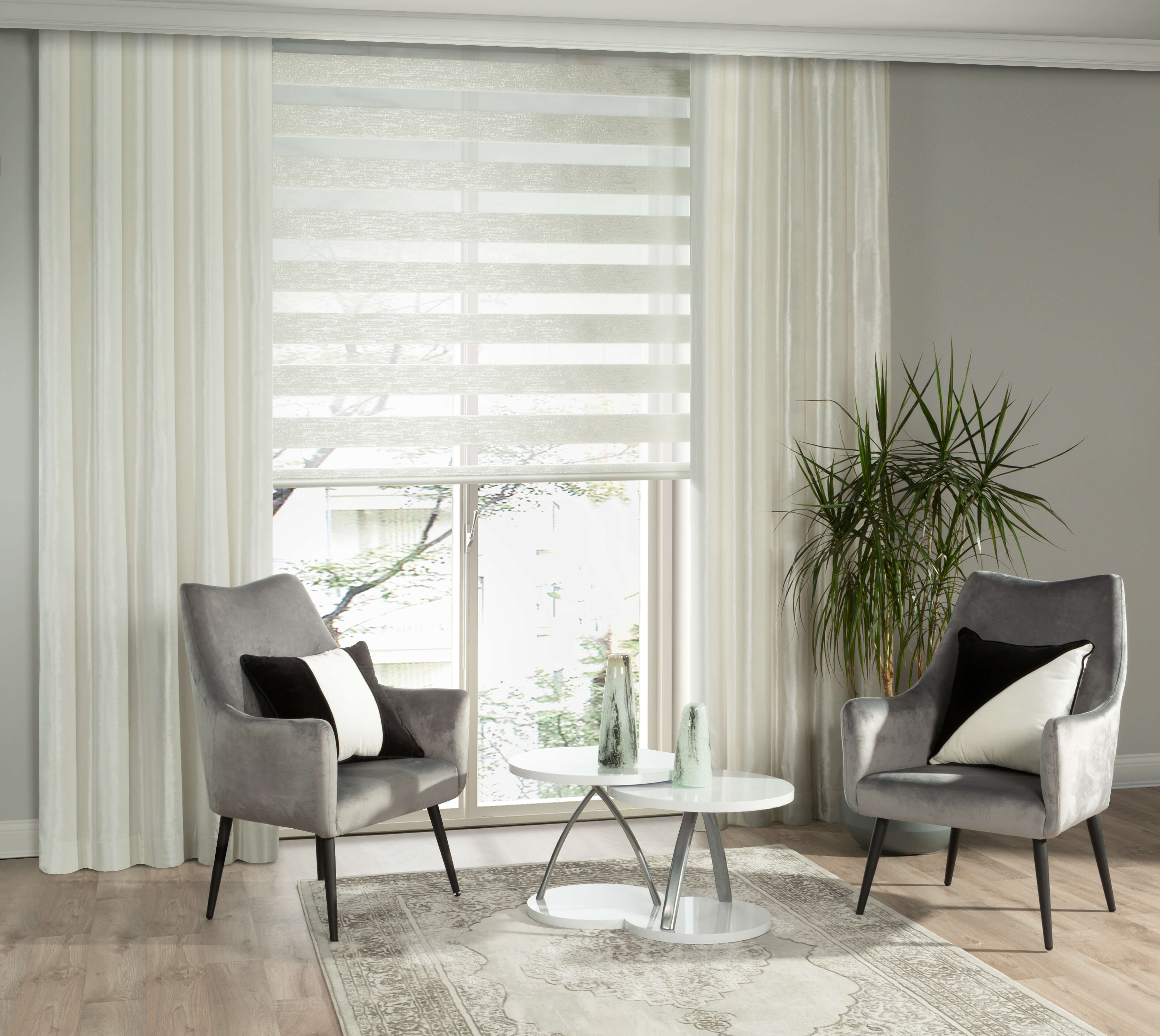 jakie zasłony do szarych ścian i białych mebli