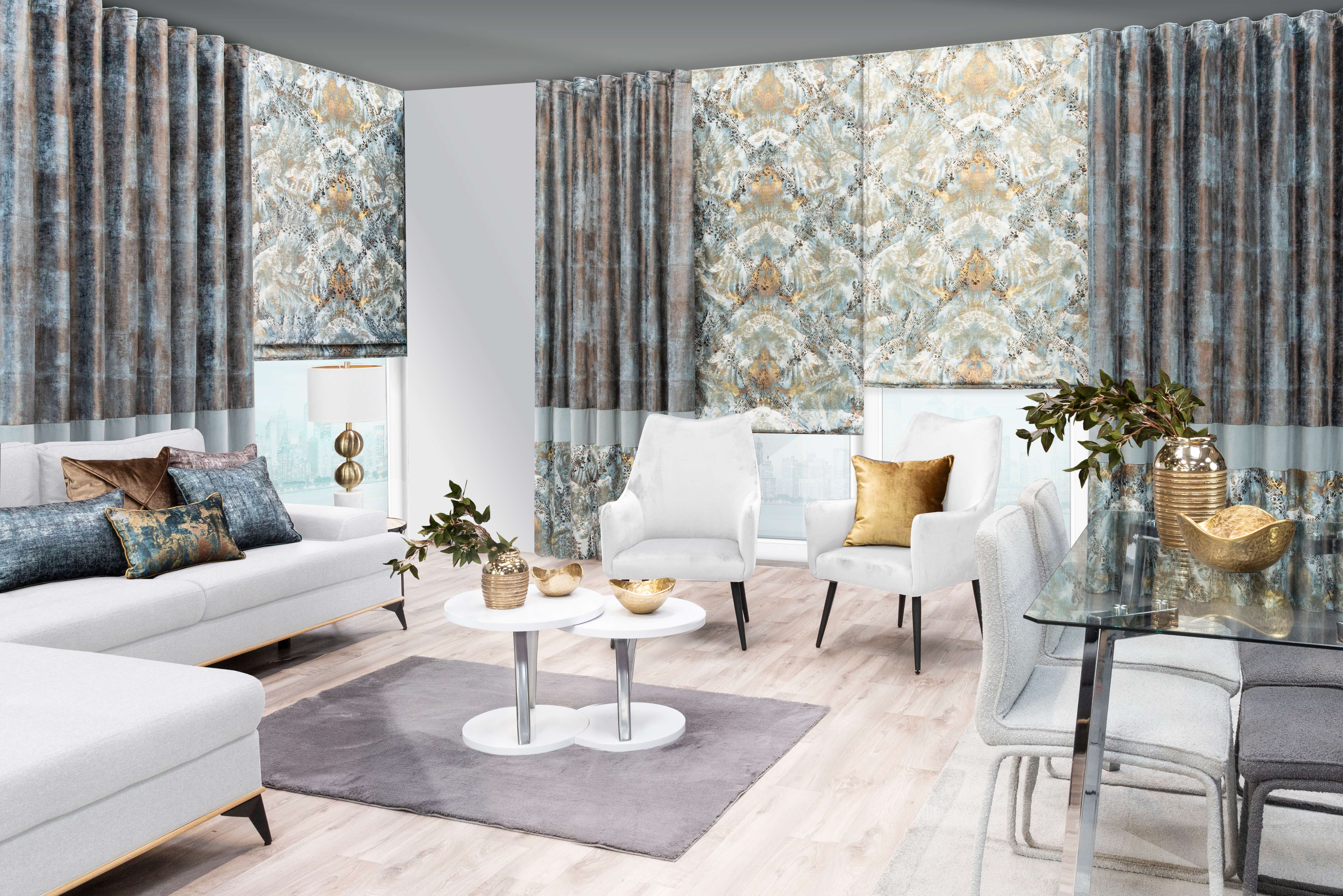 szaro bialy salon jakie dodatki