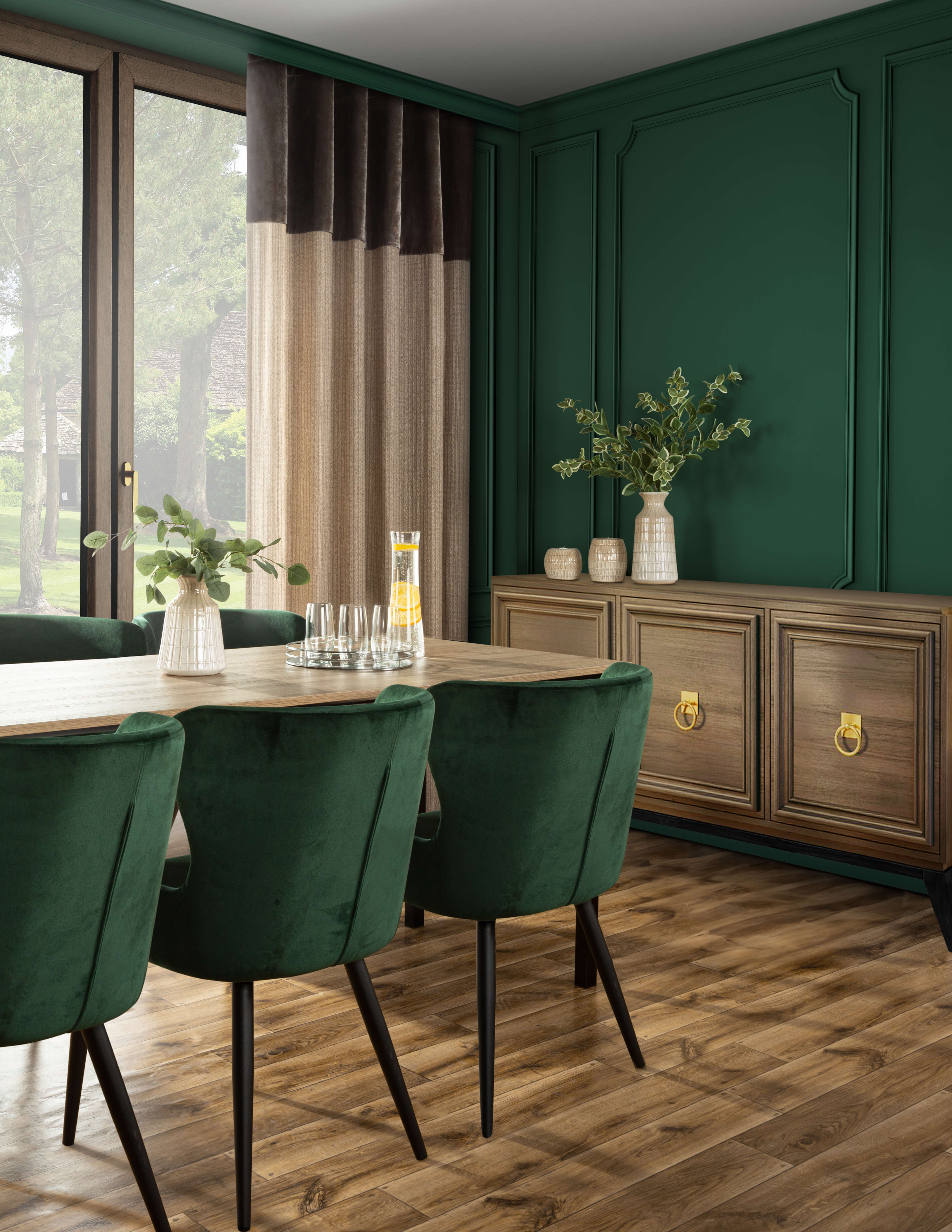 dwa kolory zasłon w salonie