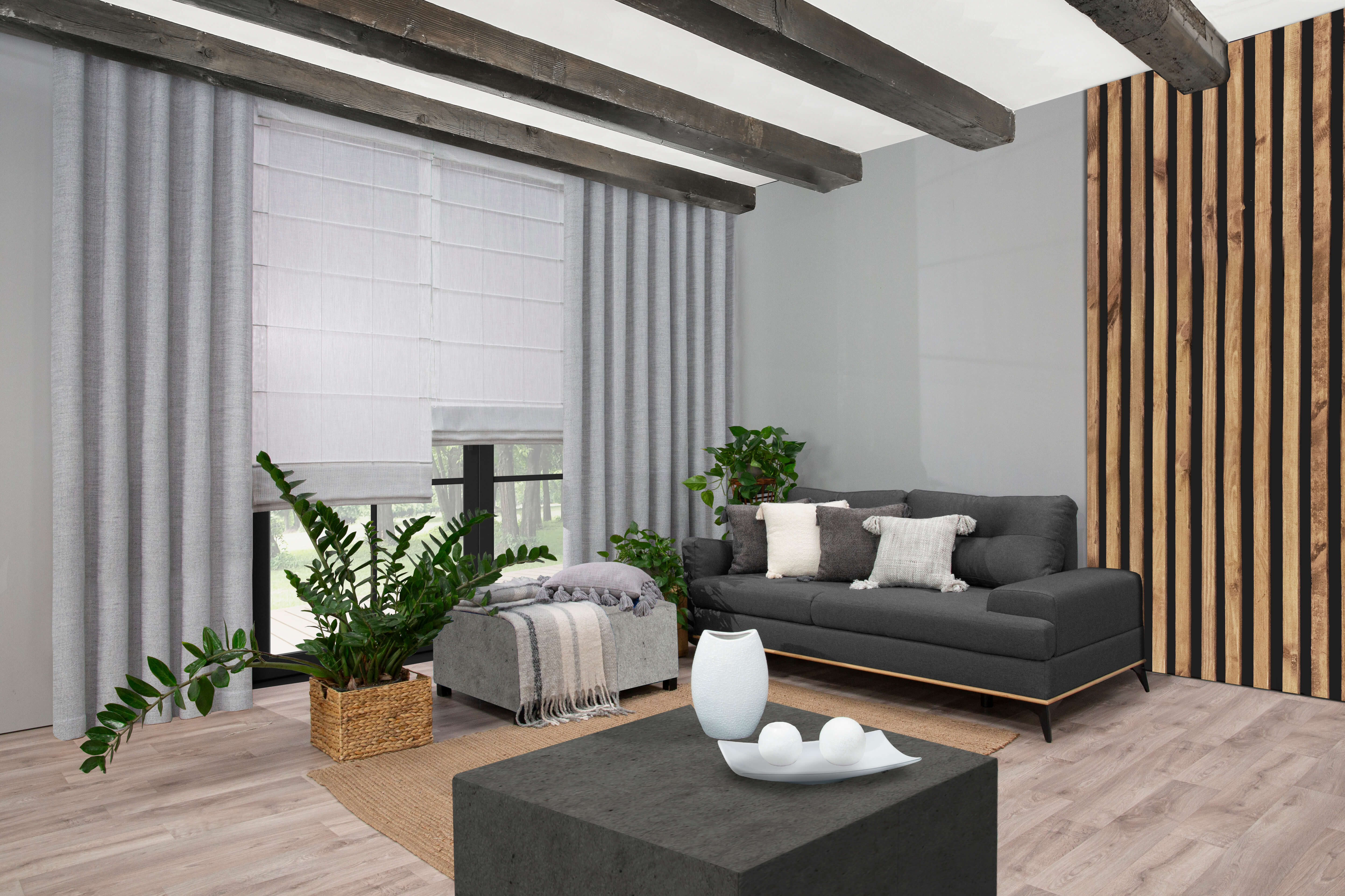 drewniane belki na suficie aranżacje