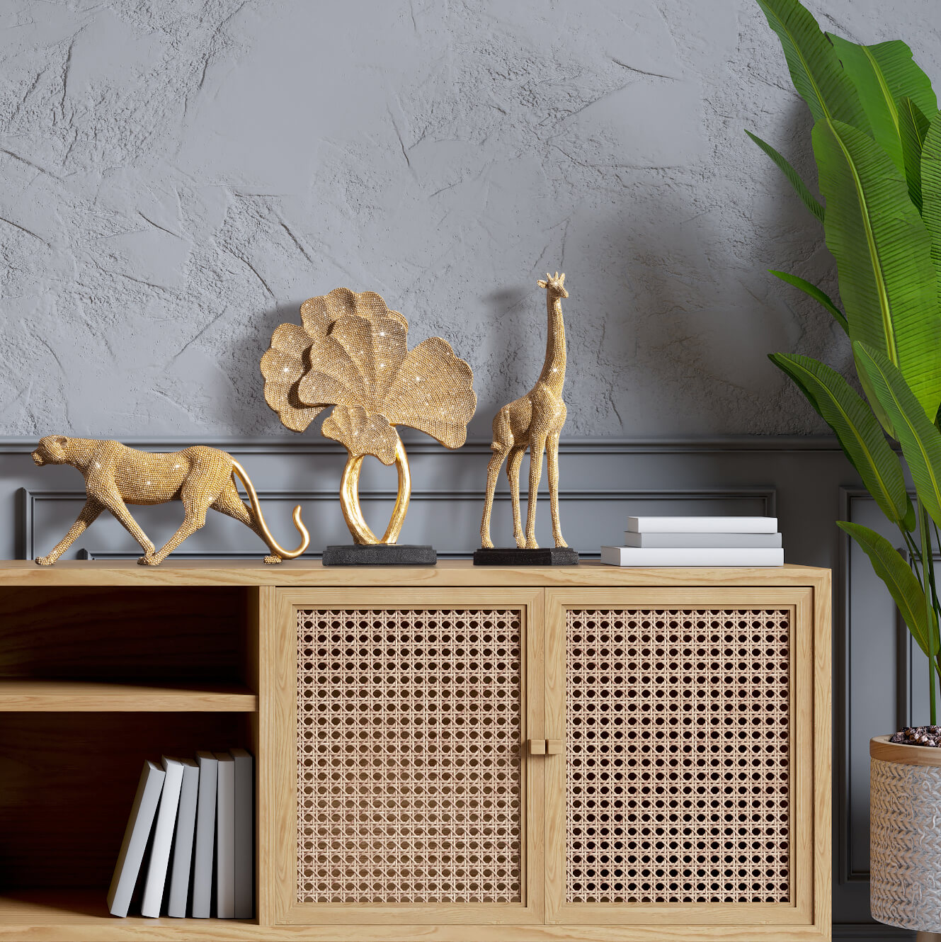 złote dodatki do salonu