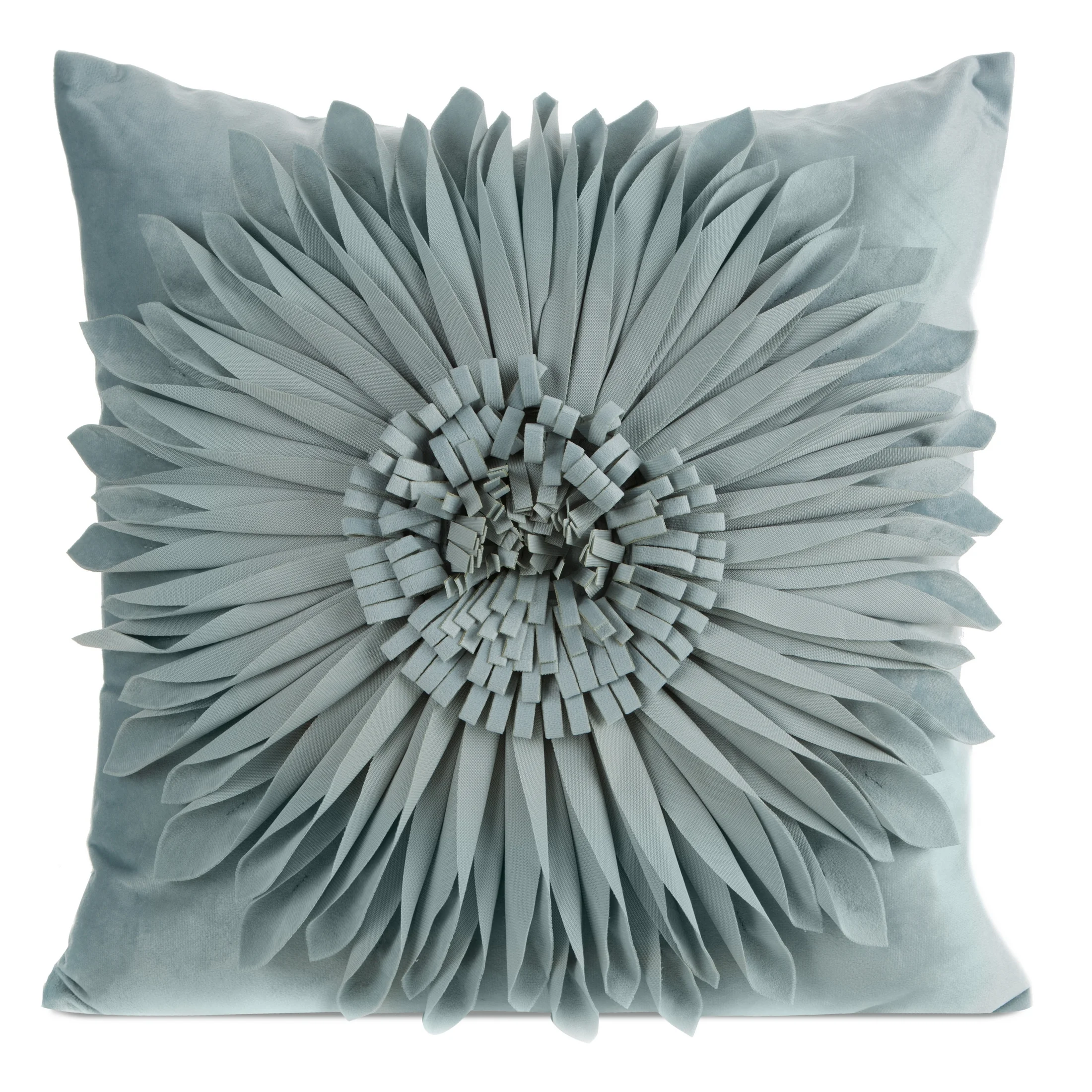 Poszewka na poduszkę 45 x 45 cm z welwetu kolor miętowy zdobiona dużym kwiatem 3D FLORES 3 | eurofirany