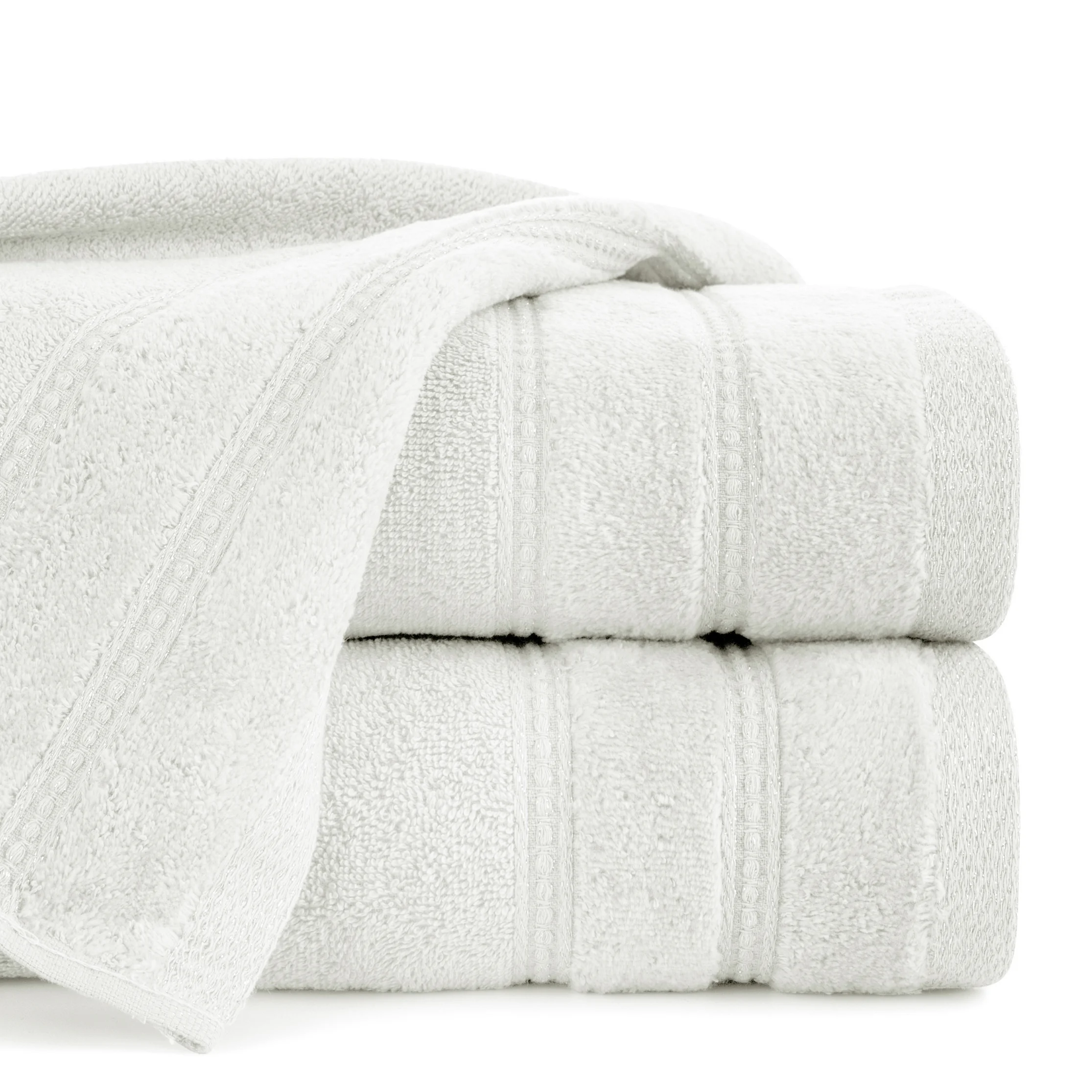 Ręcznik do rąk 30x50 cm bawełniany kolor kremowy zdobiony błyszczącymi paseczkami 500 g/m2 GLORY 4