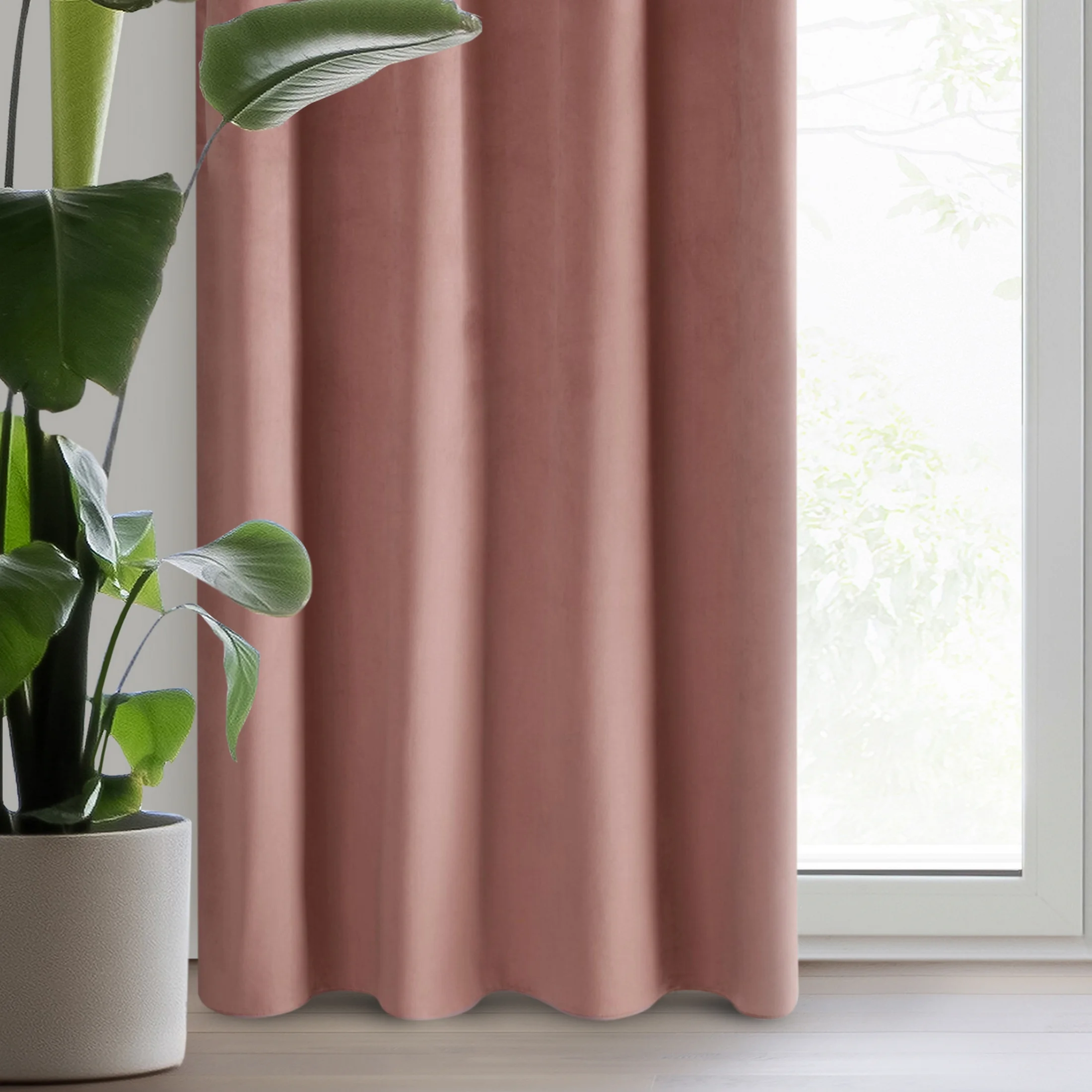 Zasłona welwetowa ciemnoróżowa gładka 140x250 cm przelotka - PIERRE | eurofirany