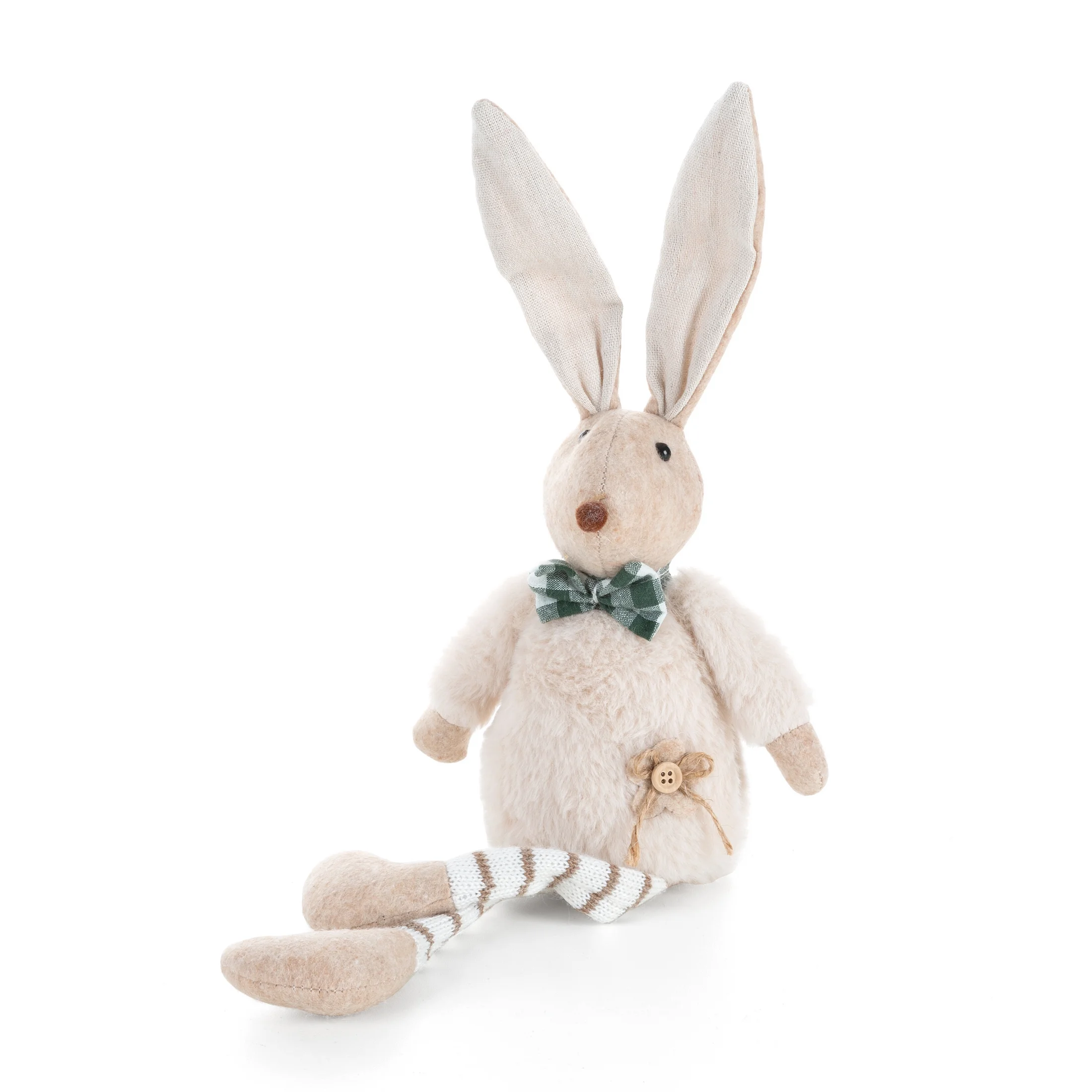 Figurka wielkanocna siedzącego zajączka w uroczej muszce