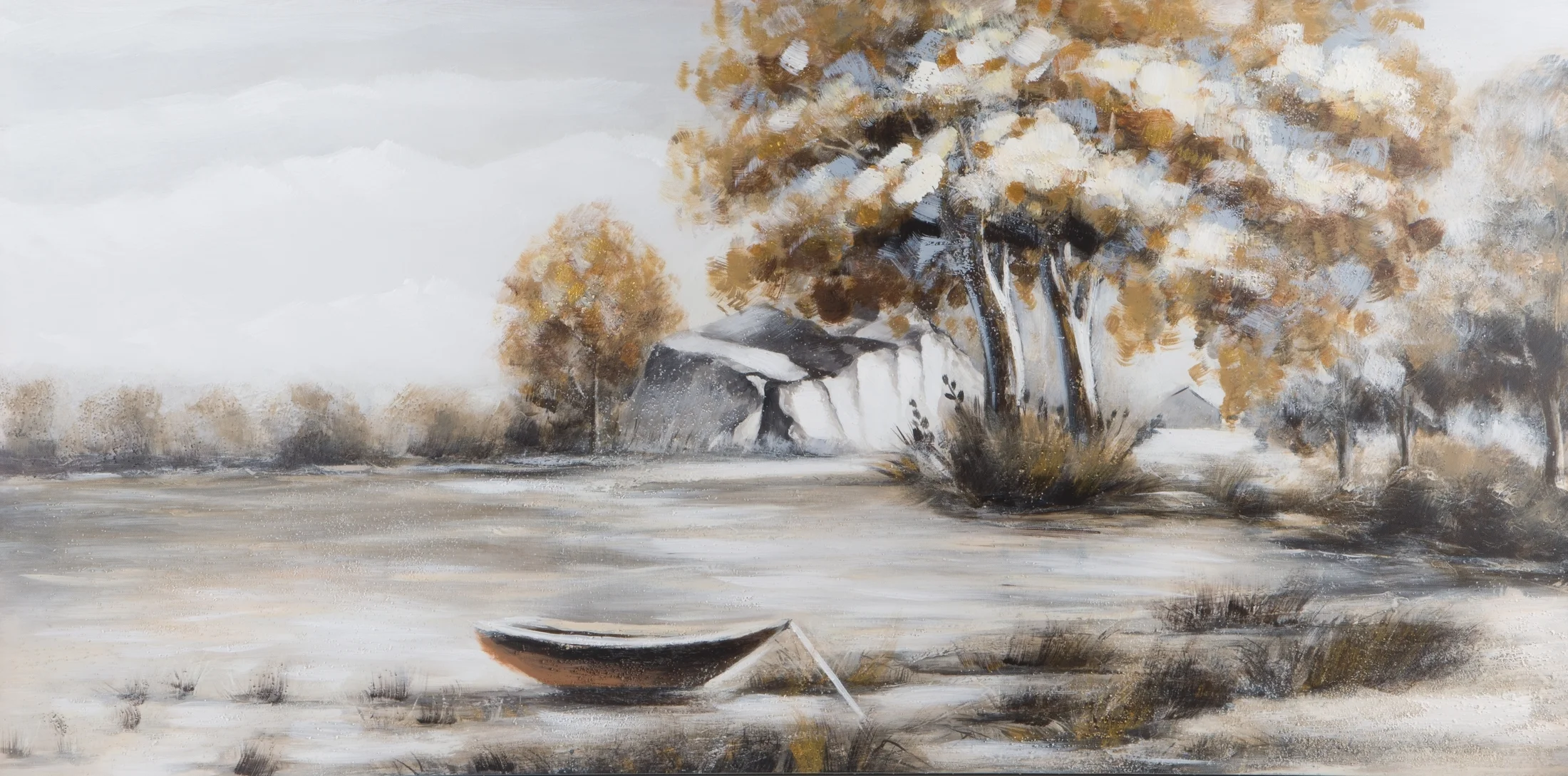 Obraz CALM 1 ręcznie malowany na płótnie pejzaż z jeziorem | eurofirany