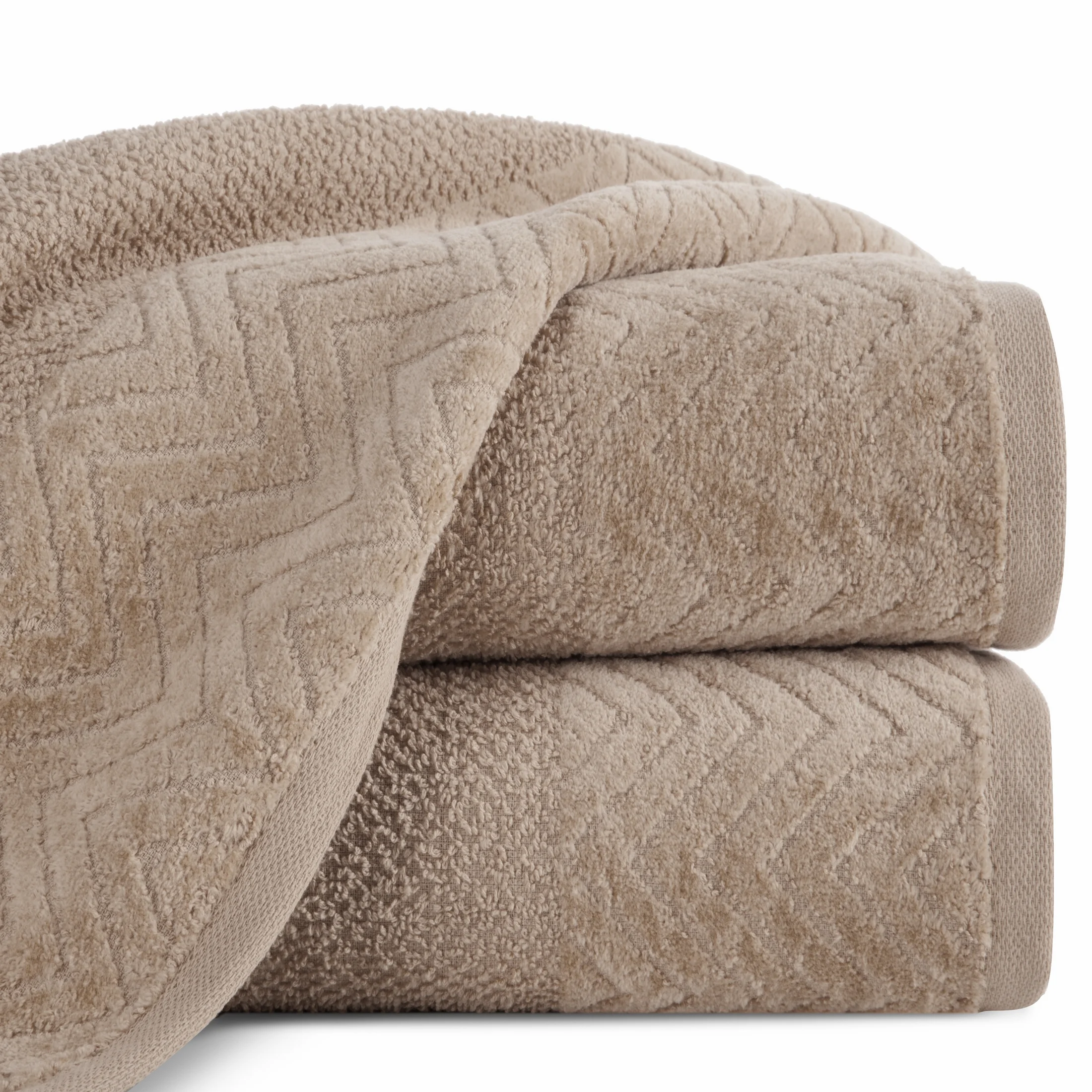 Ręcznik do rąk 30x50 cm bawełniany kolor beżowy o ryżowej strukturze z welwetową bordiurą 500 g/m2 LOREN