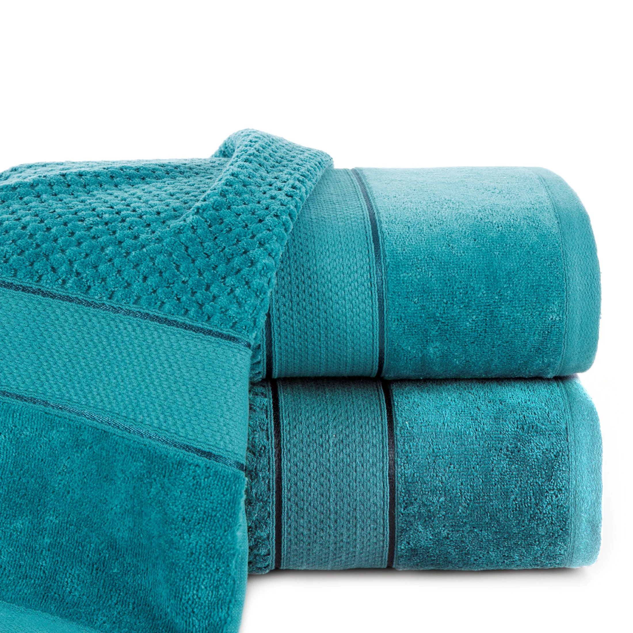 Ręcznik kąpielowy 50x90 cm bawełniany kolor turkusowy z welwetową bordiurą 500 g/m2 JESSI