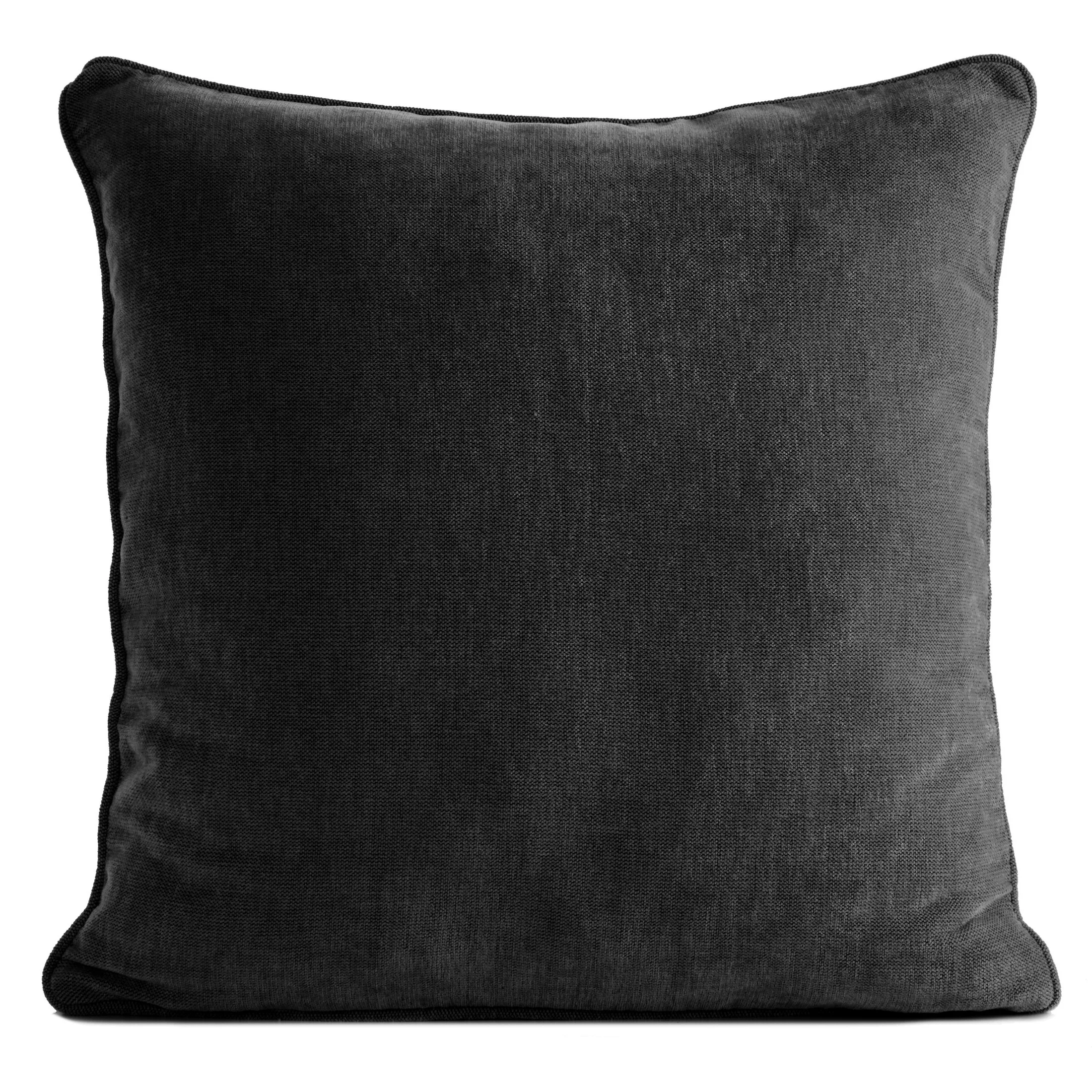 Poszewka na poduszkę 45x45 cm czarna z szenilowej tkaniny - VANI | eurofirany