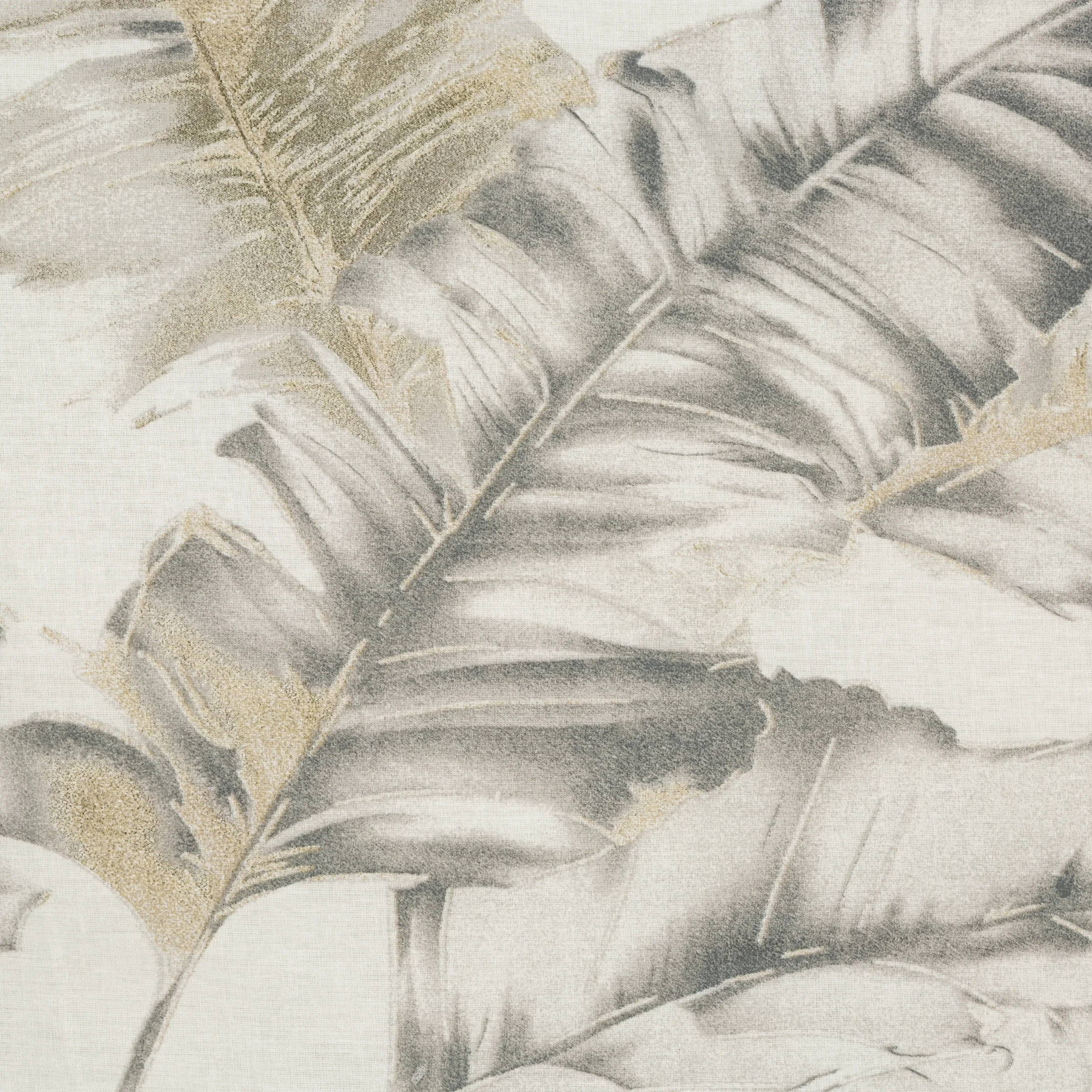 Pościel 140x200 cm komplet 2 częściowy bawełniana kolor biało, stalowy z nadrukiem liści LAYLA