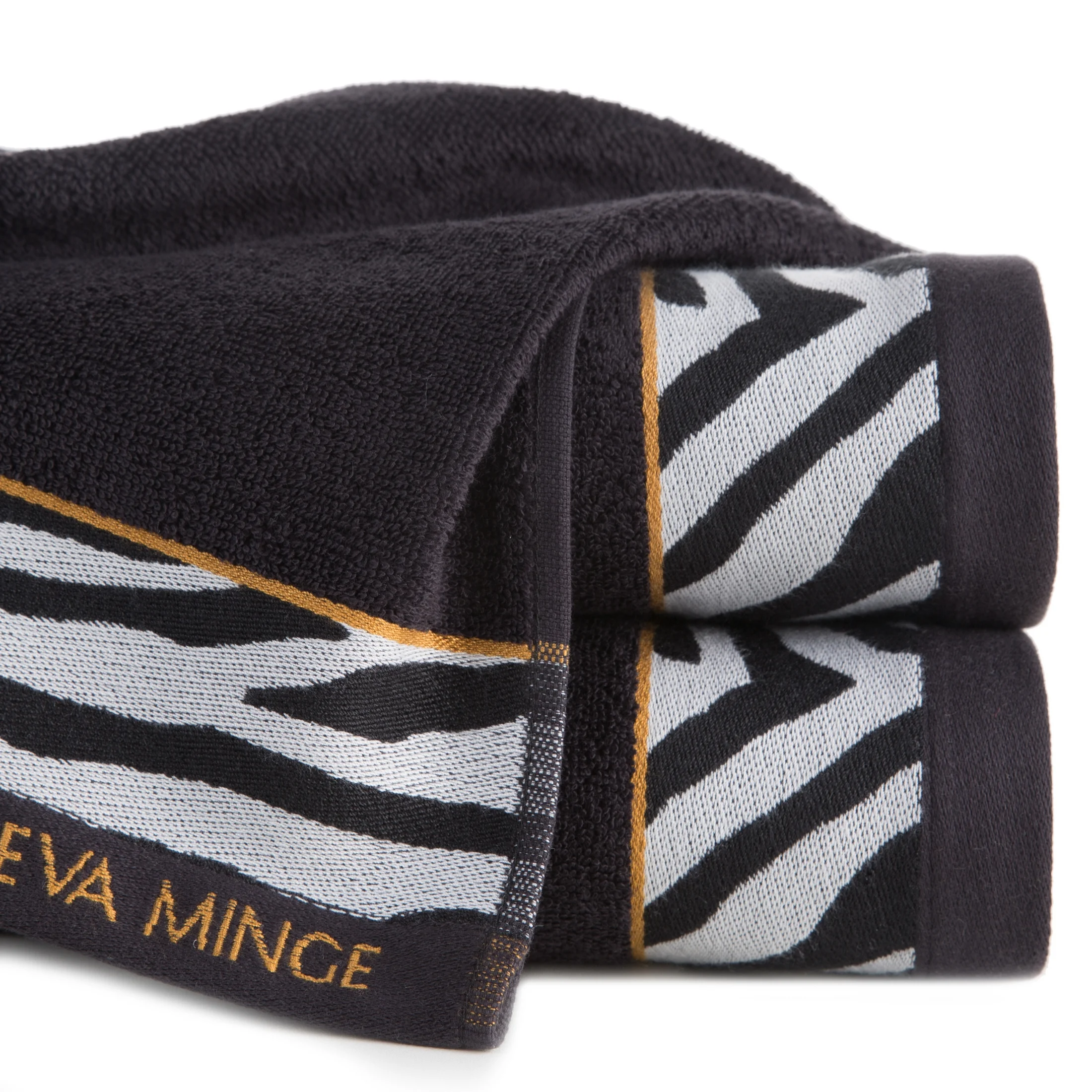 Ręcznik do rąk 30x50 cm bawełniany kolor czarny,szary z designerską bordiurą 500 g/m2 EVA 22 Eva Minge