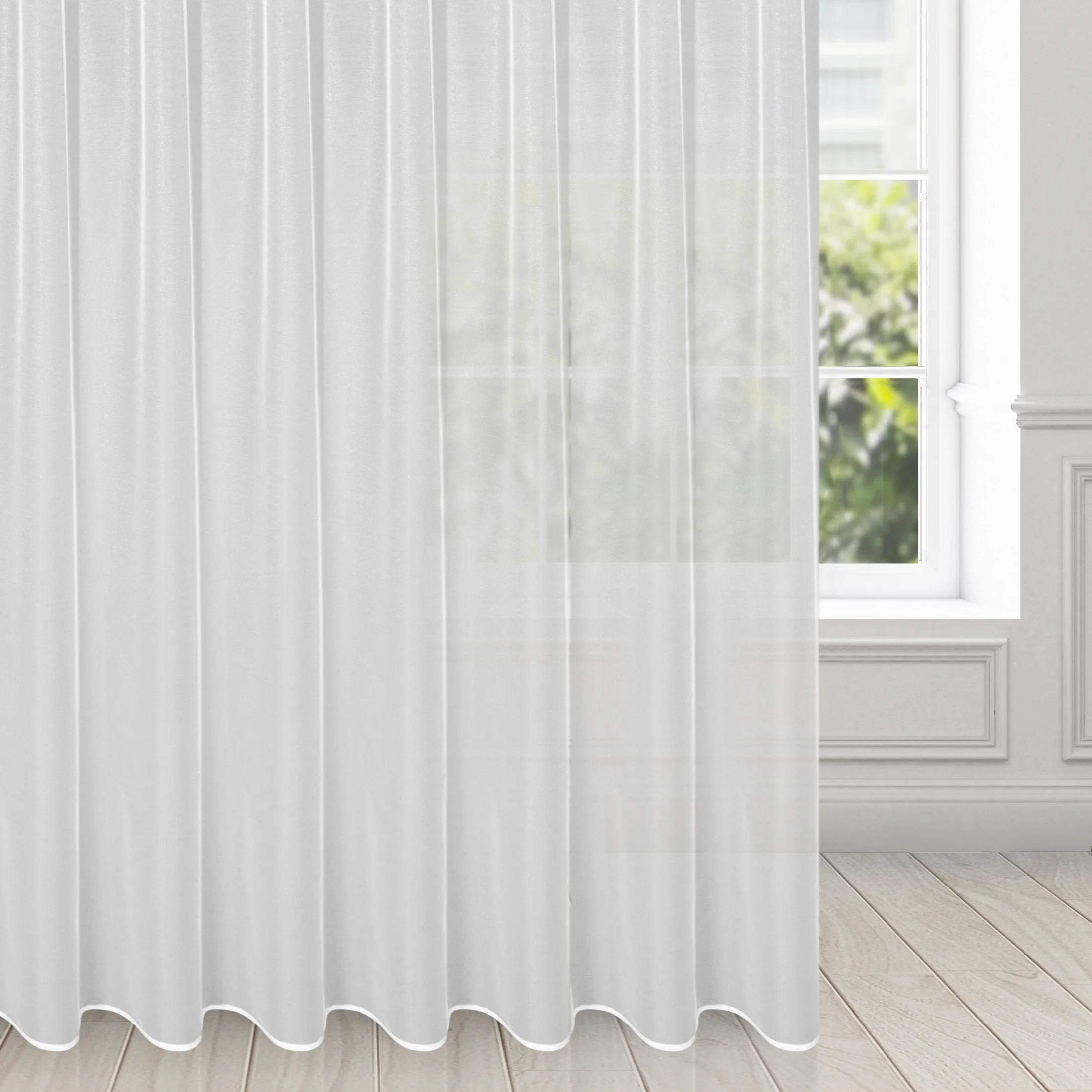 Firana z gładkiej błyszczącej mikrosiateczki 400x300 cm taśma imitująca flex TONIA | eurofirany