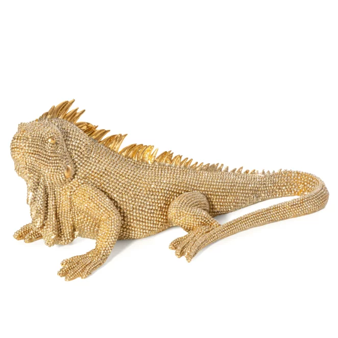 Figurka złota iguana o drobnym strukturalnym wzorze 31x15x12 cm ELDO 2