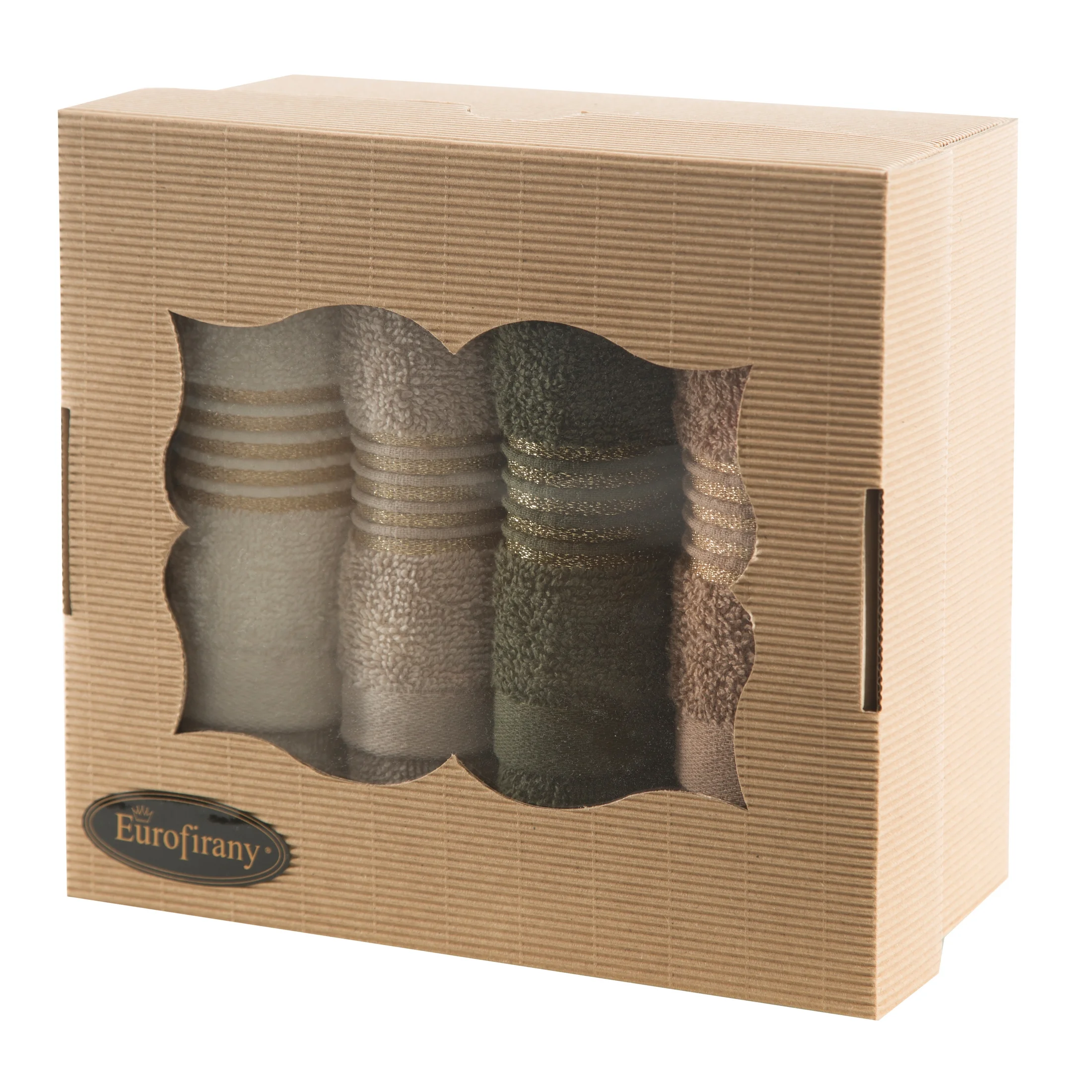 Zestaw ręczników bawełnianych na prezent 4 szt 30x50 cm kolor beżowy, brązowy