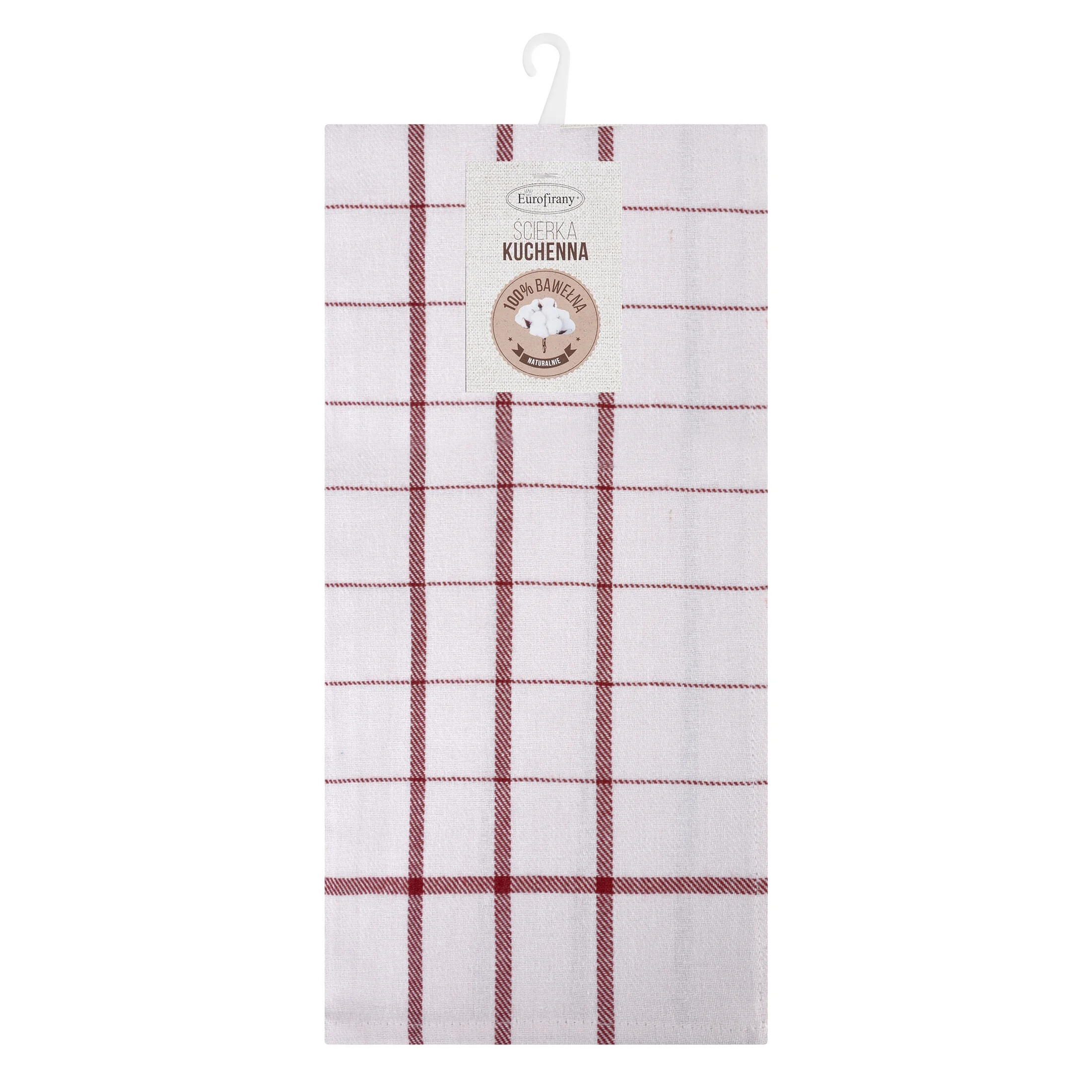 Ściereczka kuchenna 50x70 cm bawełniana kolor biały ,czerwony zdobiona kratką 200 g/m2 CHECK