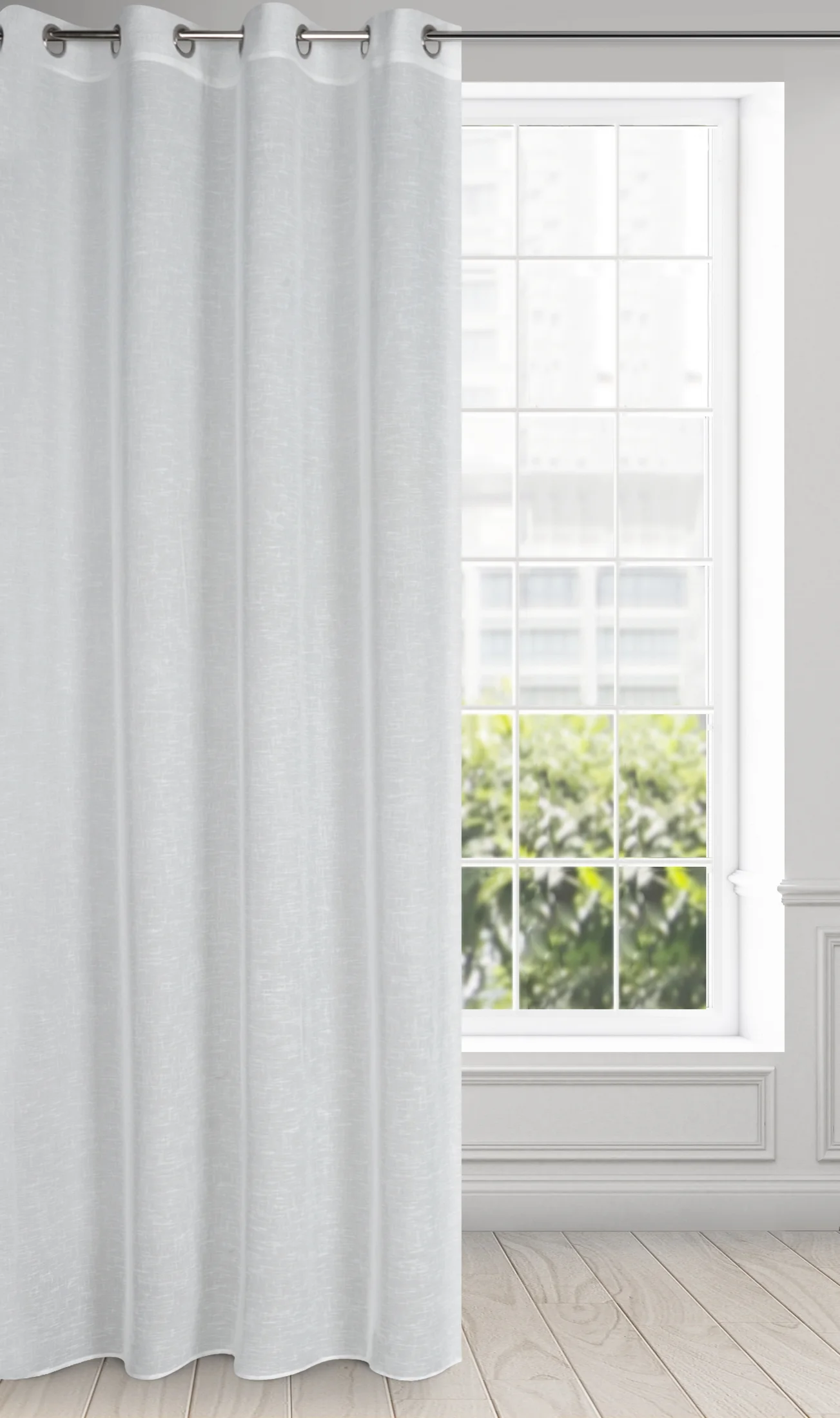 Firana biała w stylu eko z gładkiej etaminy półtransparentna 140x250 cm przelotka LEXY