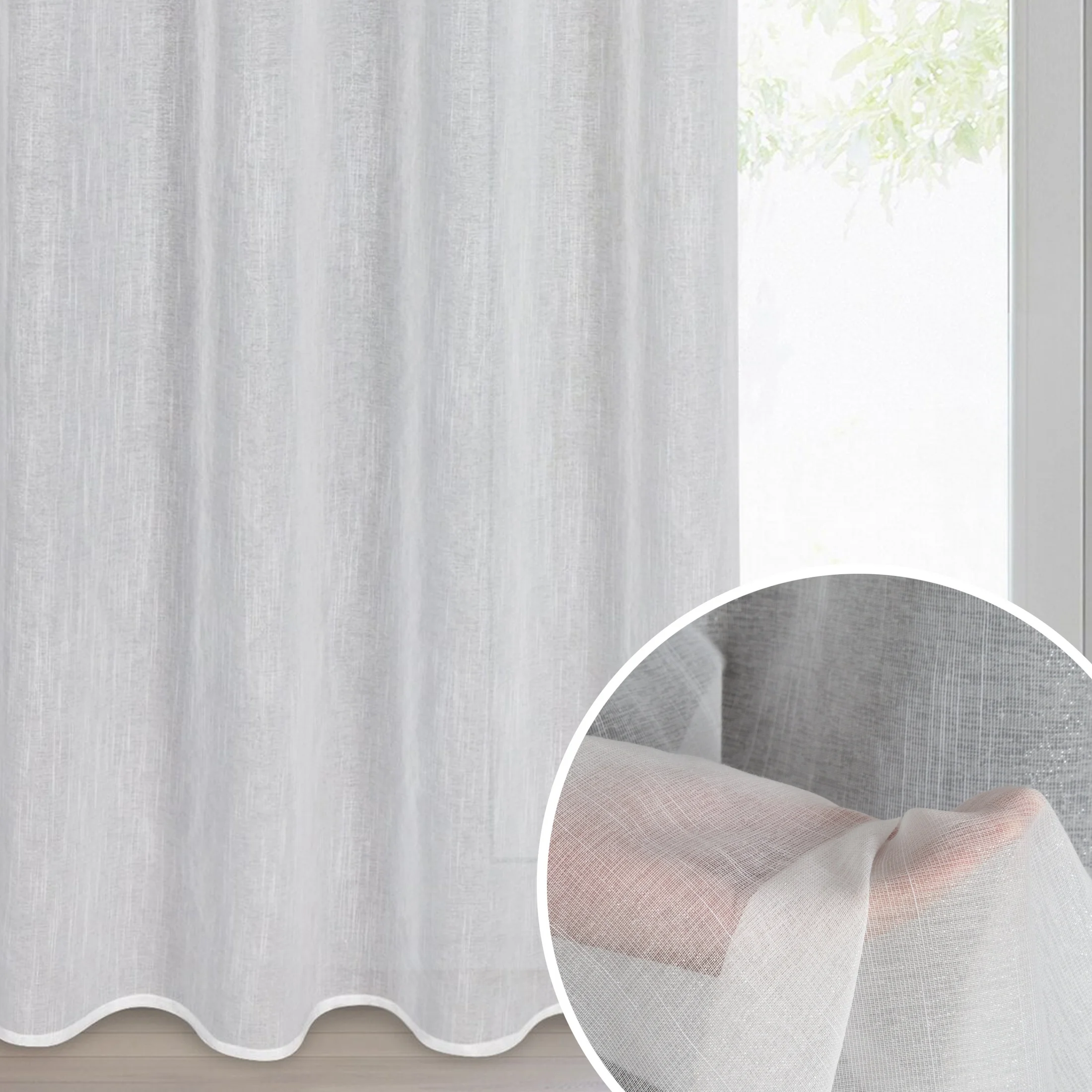 Firana biała z etaminy o strukturze deszczyku 140x250 cm przelotka AMIRA | eurofirany