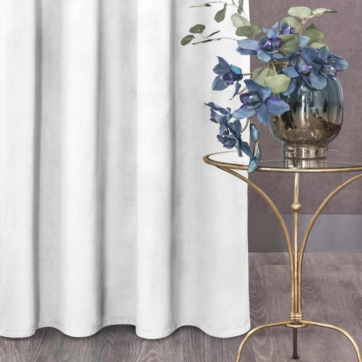 Zasłona welwetowa welwetowa biała 140x250 cm przelotka - ROSA - Design 91 | eurofirany