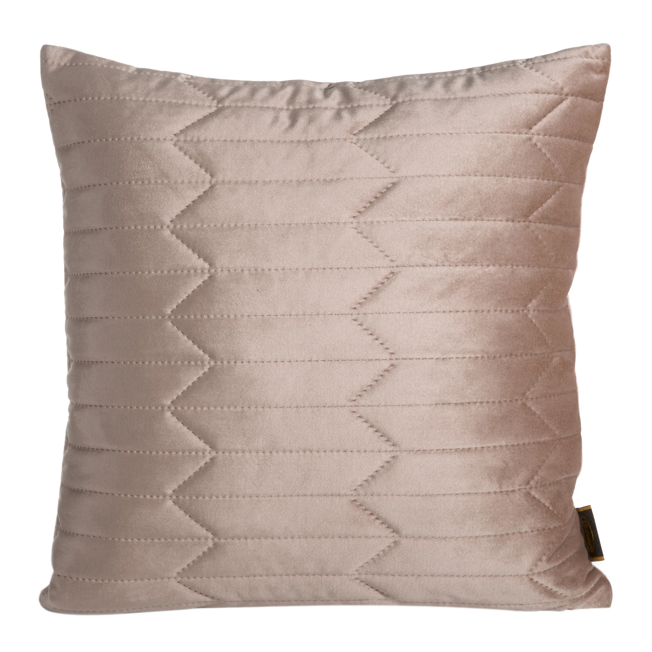 Poszewka na poduszkę 45x45 cm welwetowa, brązowa pikowana metodą hot press w geometryczny wzór SOFIA Eurofirany Premium | eurofirany