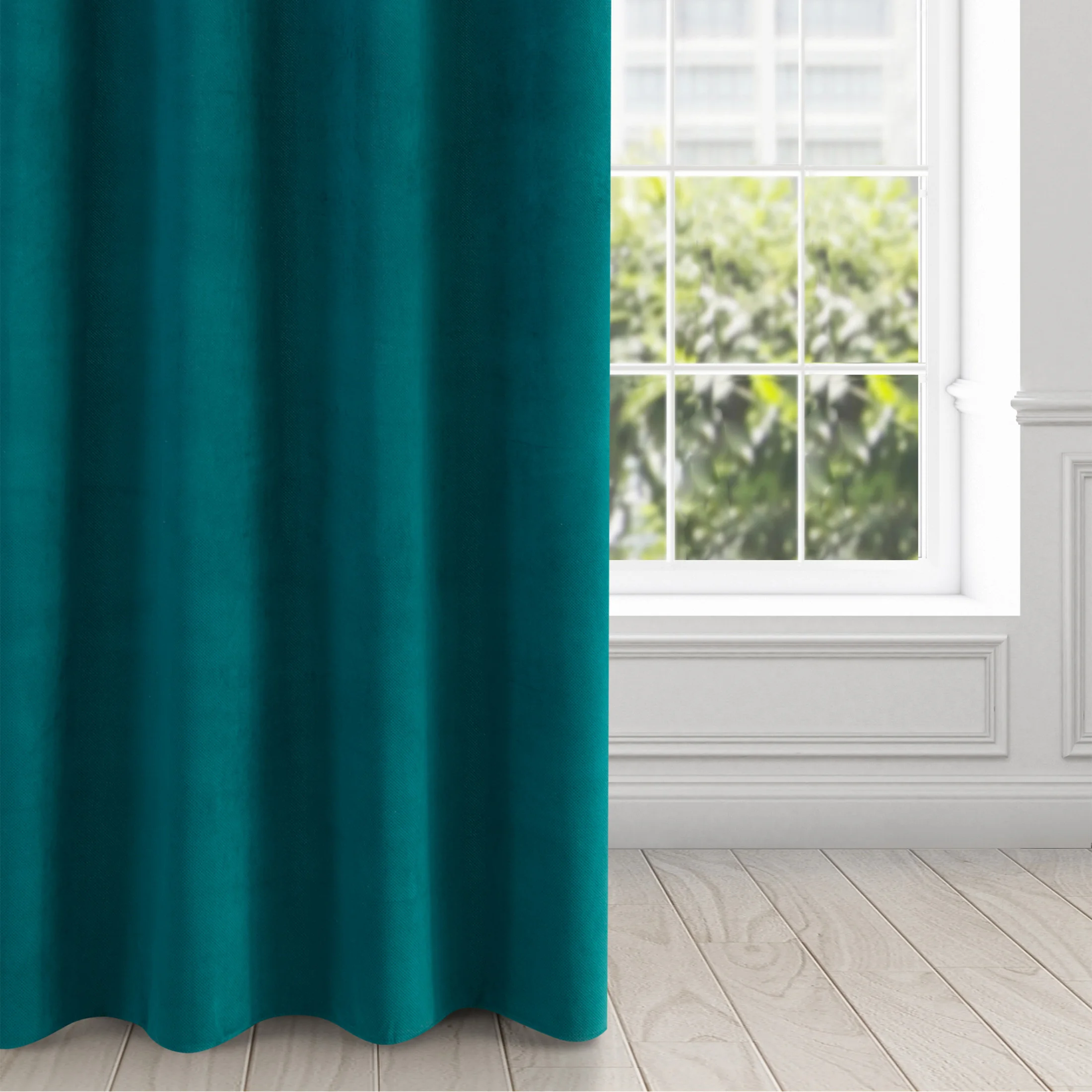 Zasłona ciemnoturkusowa z matowego welwetu 140x250 cm przelotka - MILO | eurofirany
