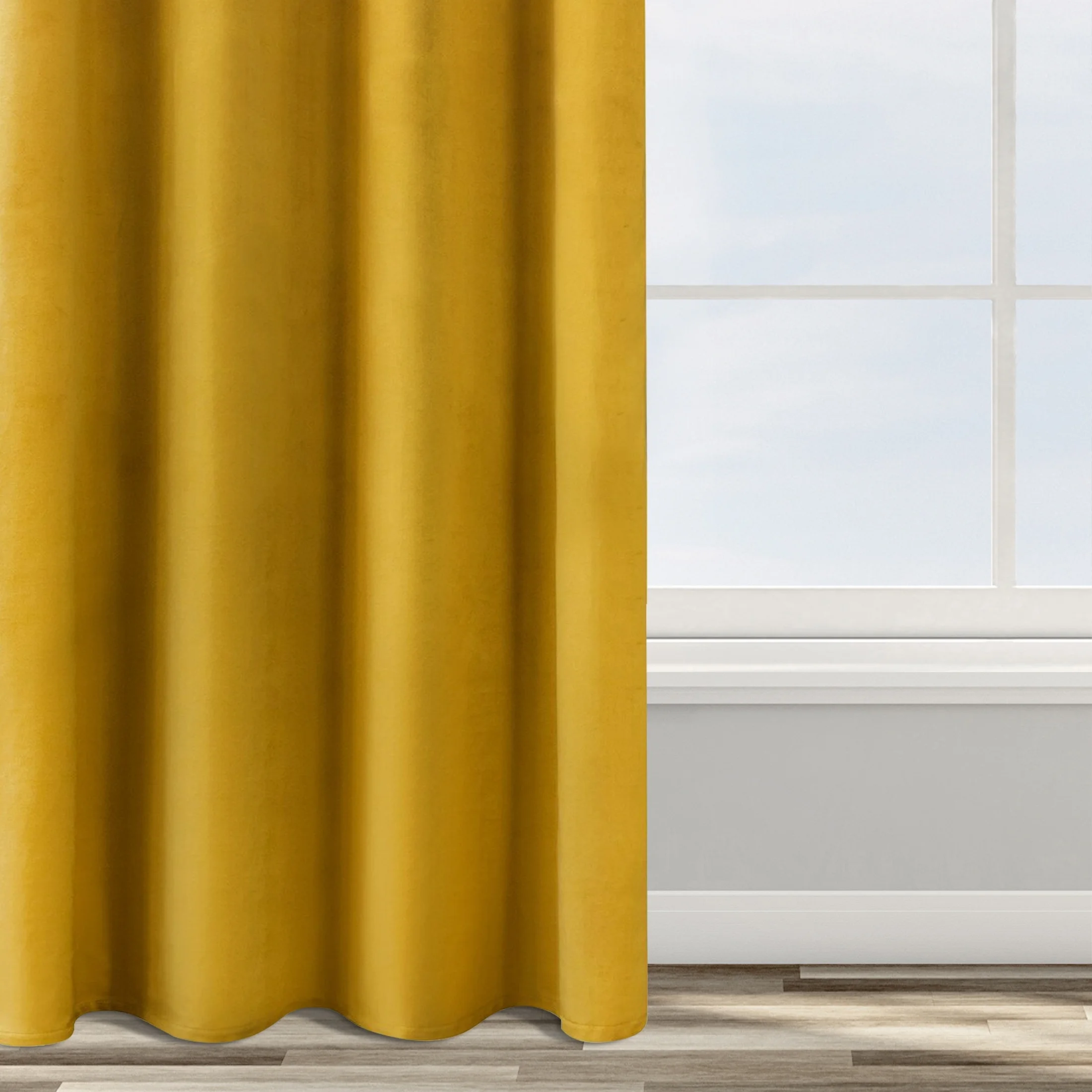 Zasłona welwetowa musztardowa 140x250 cm przelotka - ROSA - Design 91 | eurofirany
