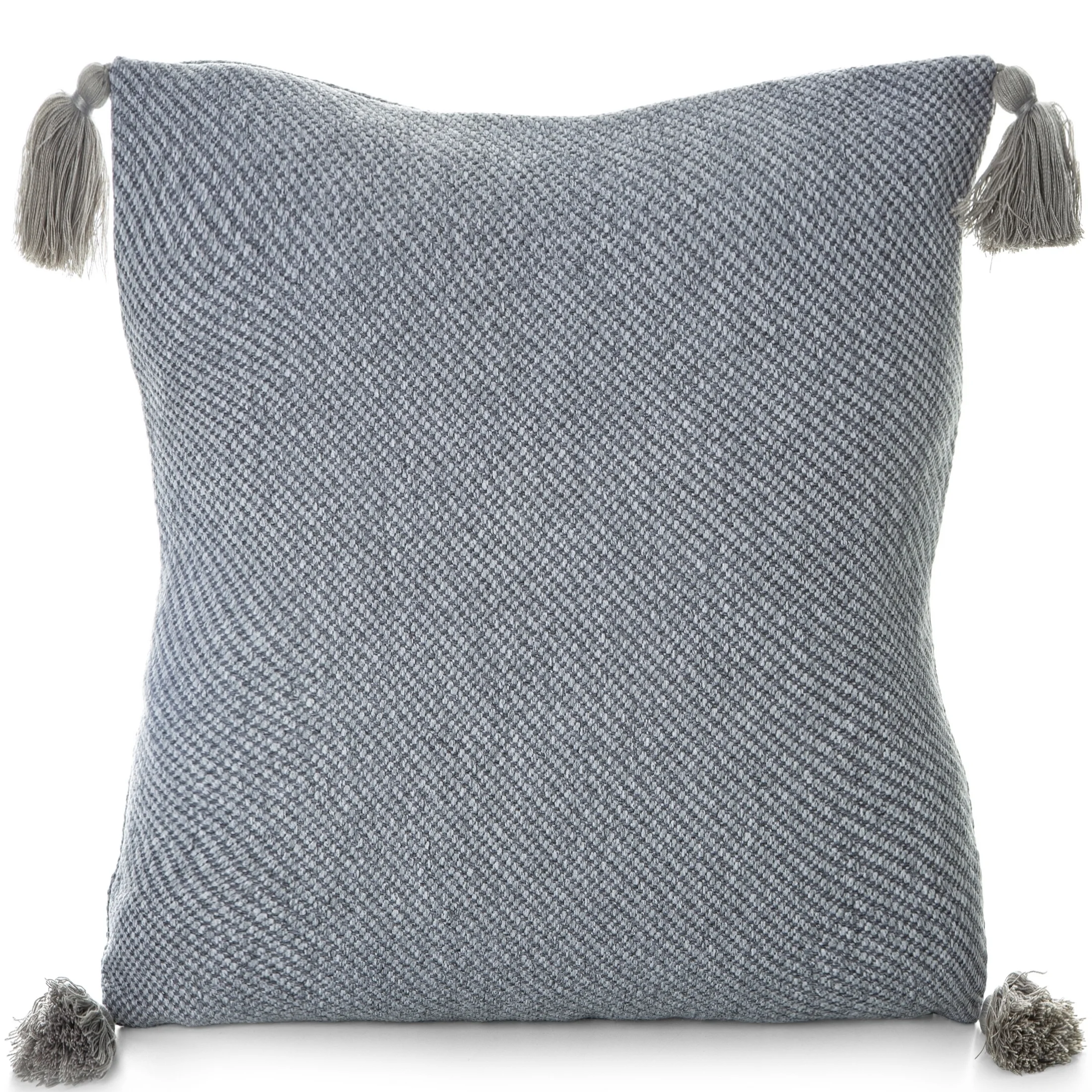 Poszewka na poduszkę 45x45 cm gładka srebrna z ozdobnymi chwostami na rogach POLY | eurofirany