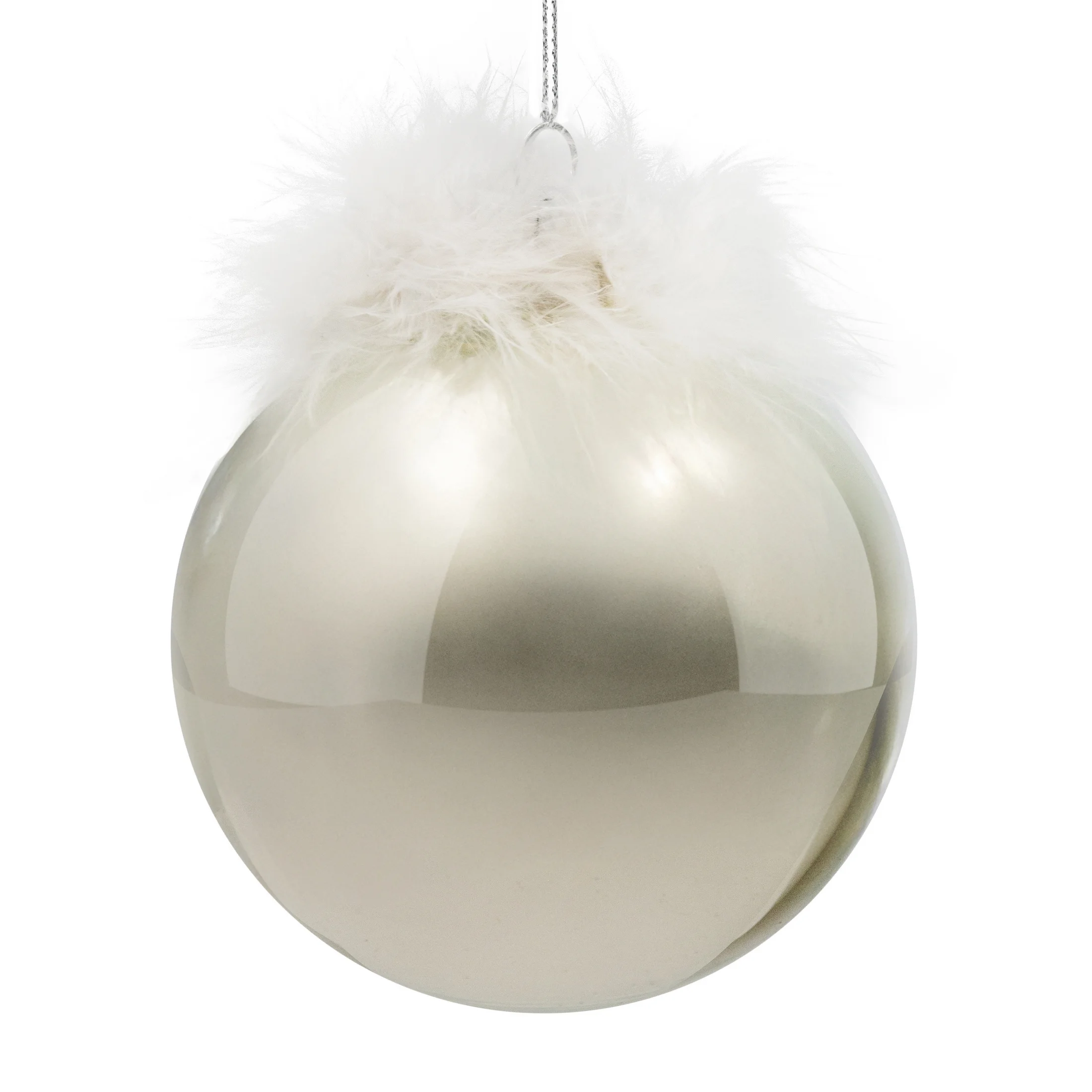 Szklana bombka choinkowa z piórami | eurofirany