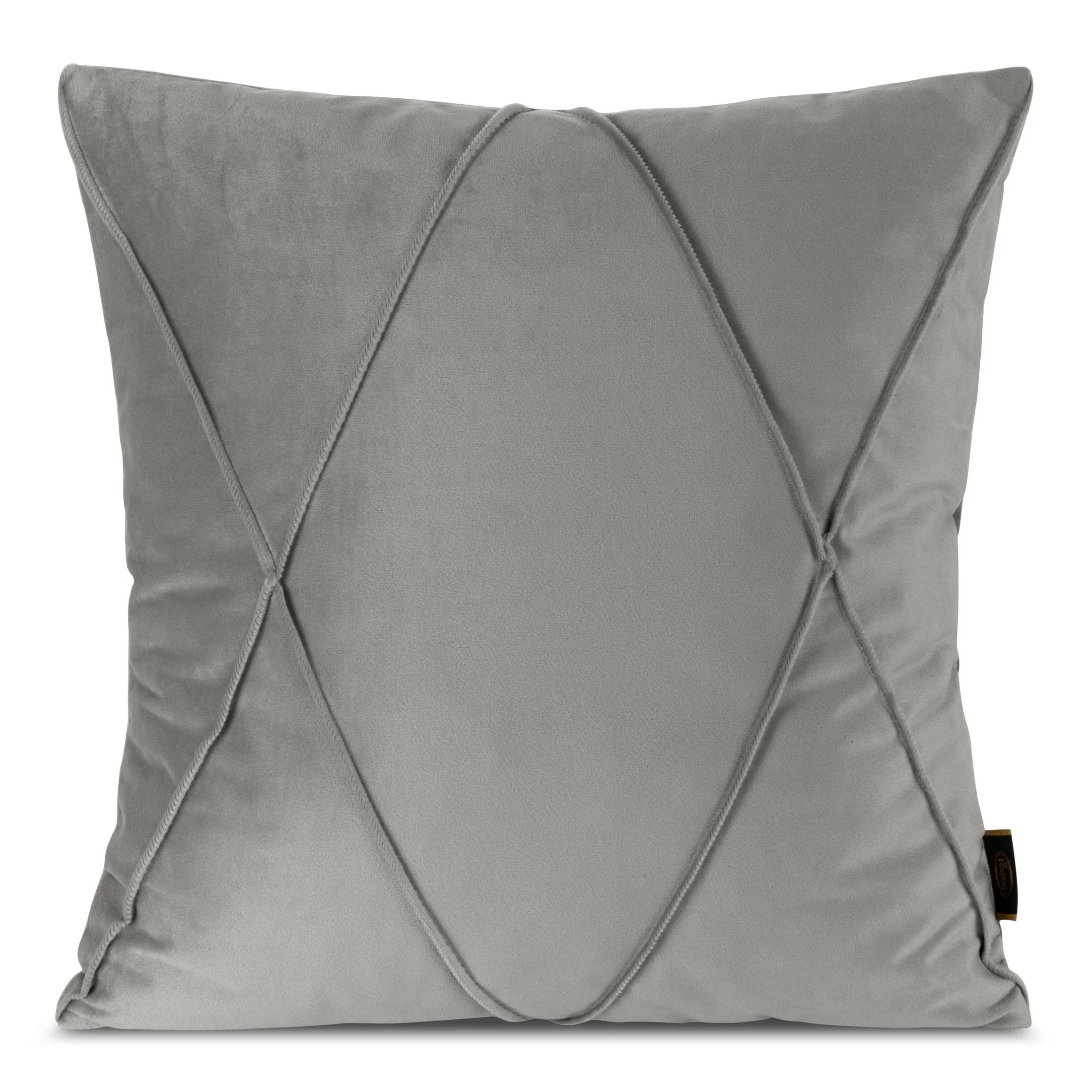 Poszewka na poduszkę 45x45 cm welwetowa srebrna z geometrycznym przeszywanym wzorem NALA 1 Eurofirany Premium |