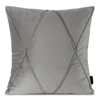 Poszewka na poduszkę 45x45 cm welwetowa srebrna z geometrycznym przeszywanym wzorem NALA 1 Eurofirany Premium