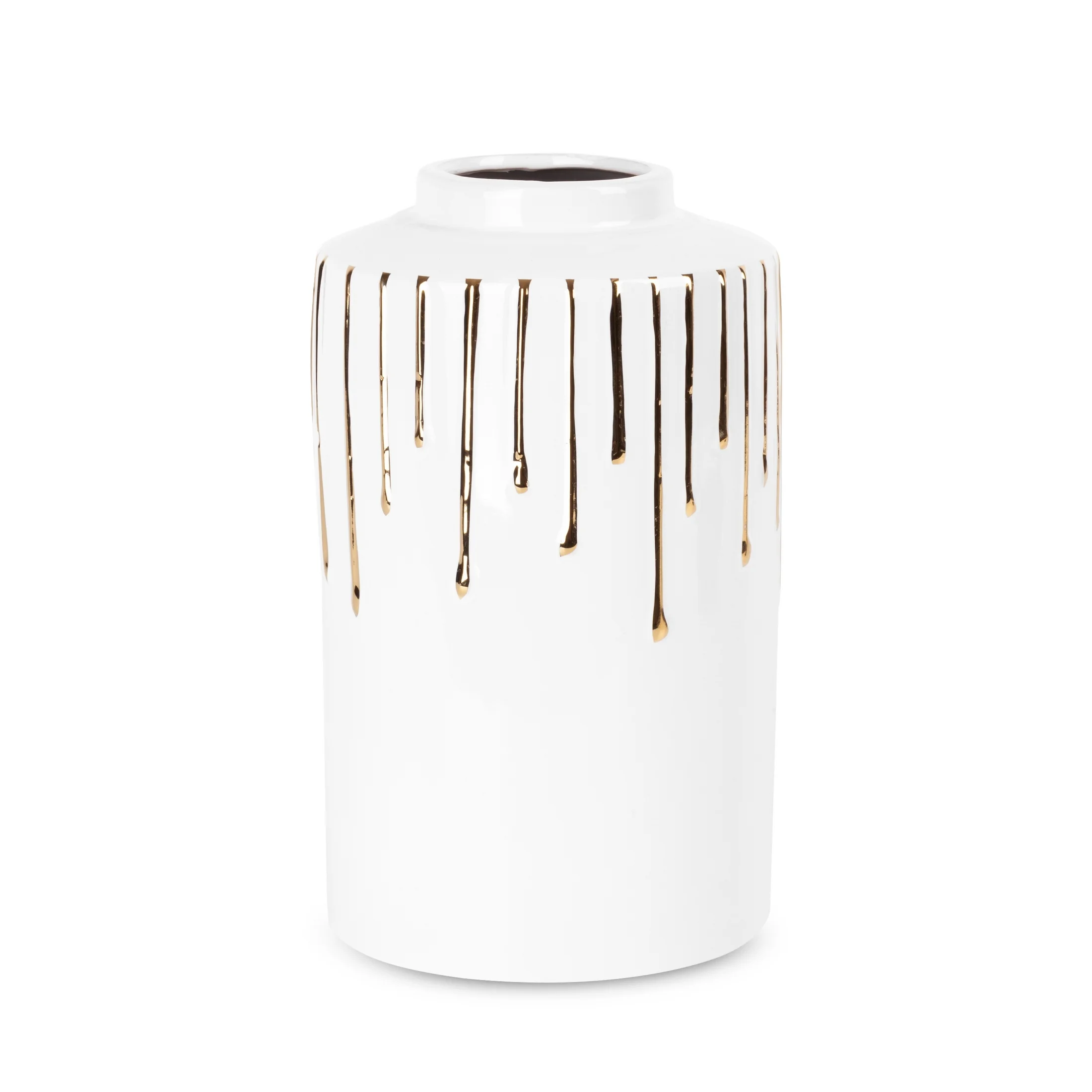 Wazon ceramiczny LUIS z motywem cieknącej złotej farby | eurofirany