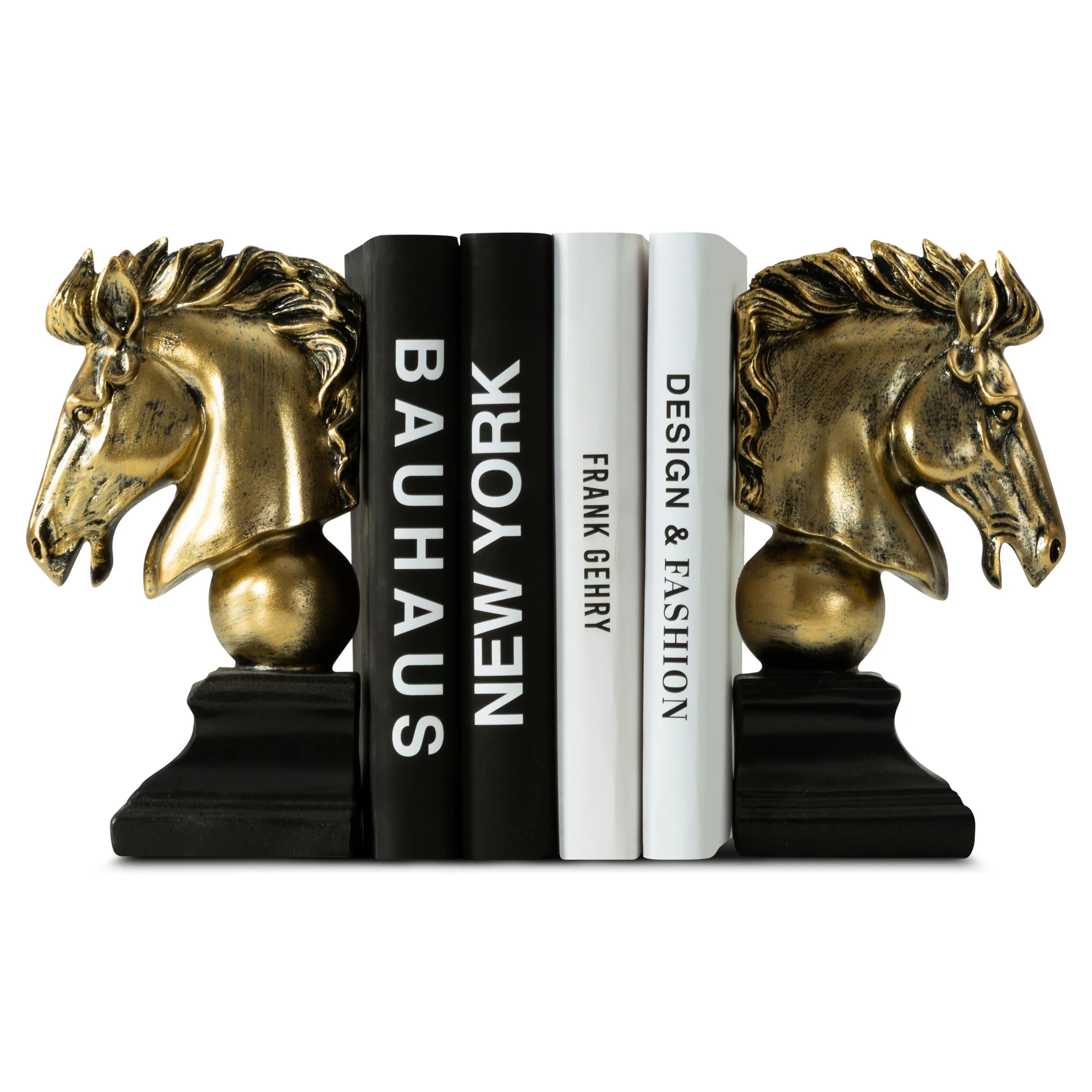 Komplet podpórek na książkę czarno-złoty 23x9x21 cm