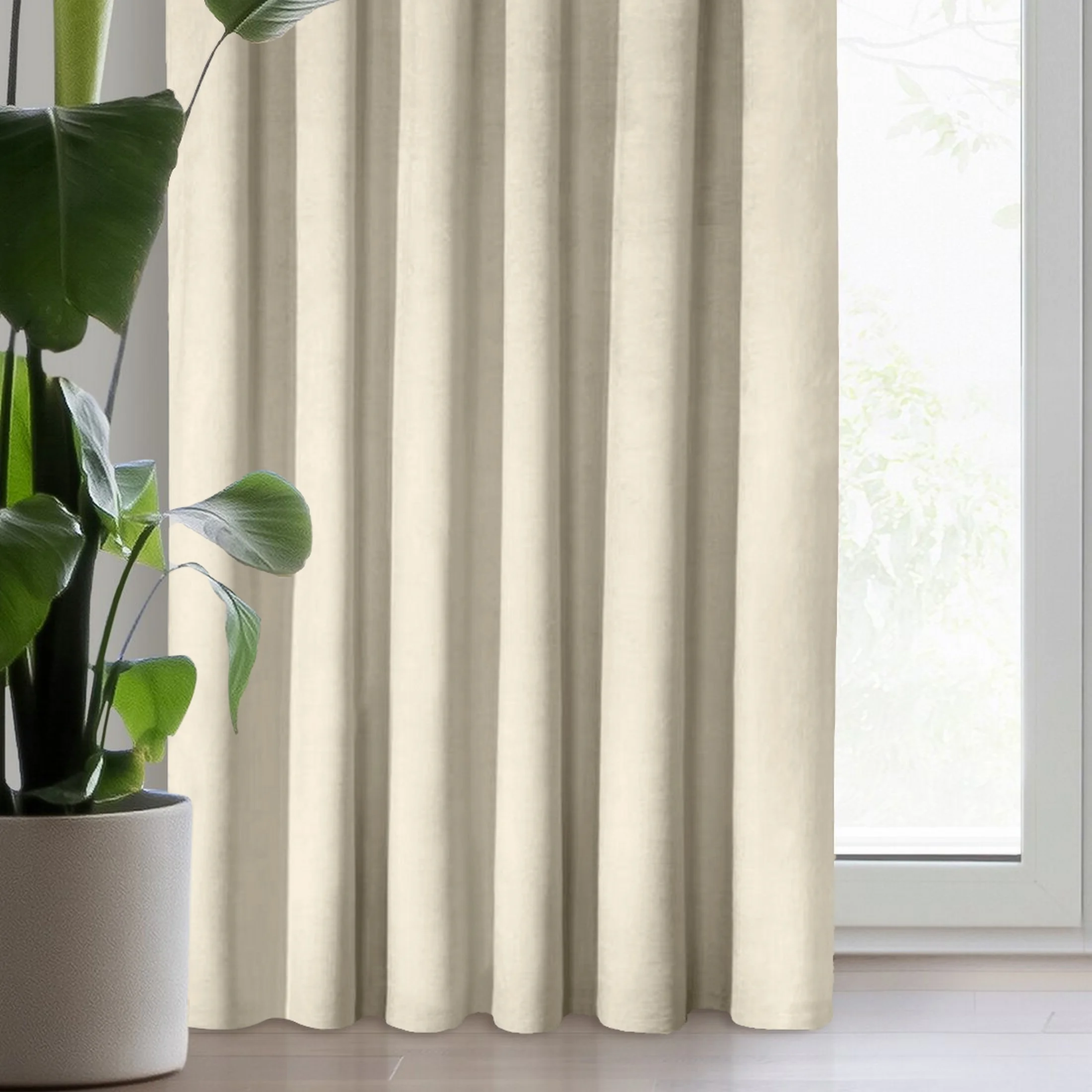 Zasłona kremowa z matowego welwetu 140x270 cm taśma - MELANIE | eurofirany