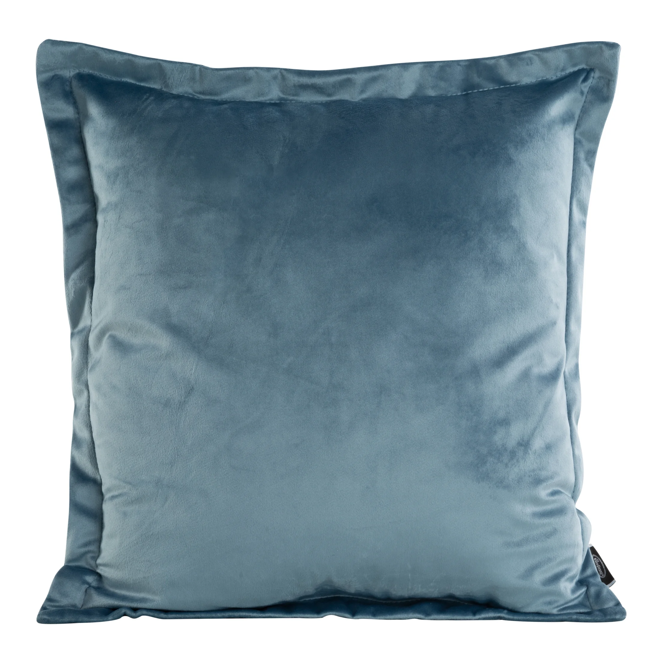 Poszewka na poduszkę 45x45 cm welwetowa niebieska z ozdobnymi brzegami RIA Diva Line | eurofirany