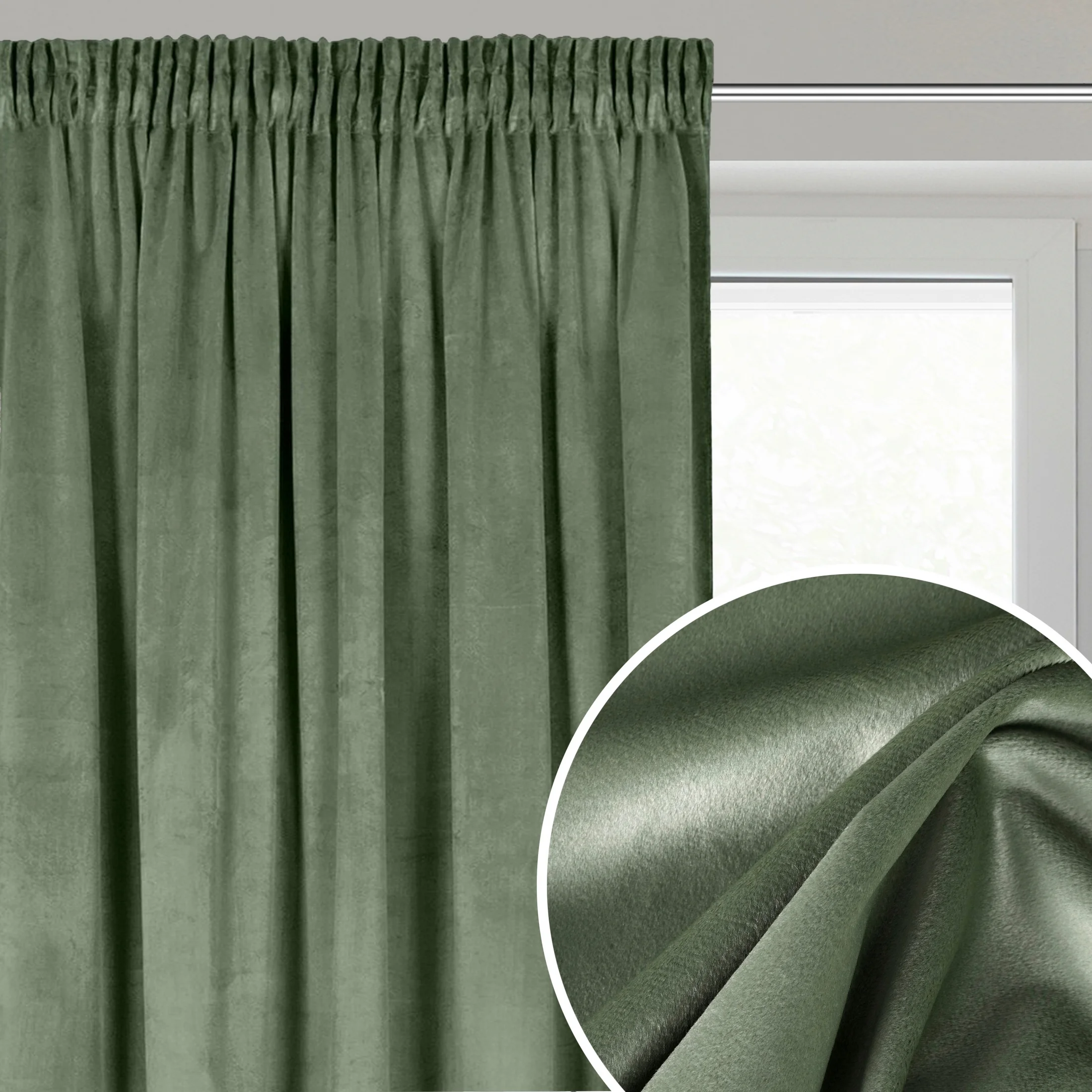 Zasłona oliwkowa z tkaniny welwetowej 140x270 cm taśma - ROSA - Design 91 | eurofirany