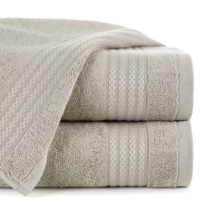 Ręcznik do rąk 30x50 cm bawełniany kolor beżowy zdobiony błyszczącą bordiurą 550 g/m2 LARIS