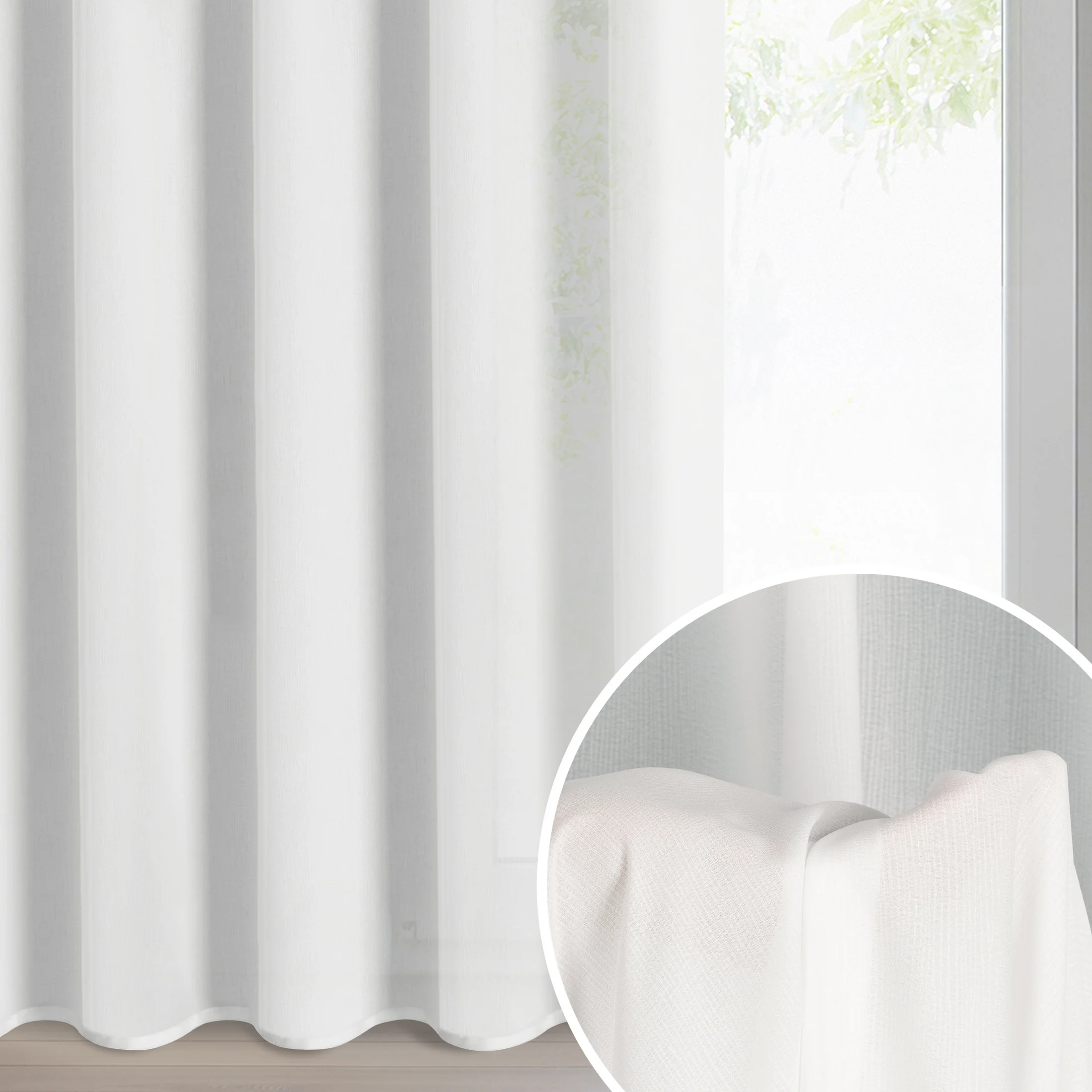 Firana biała z tkaniny szyfonowej zdobiona delikatnymi prążkami 135x270 cm taśma ROSSI | eurofirany