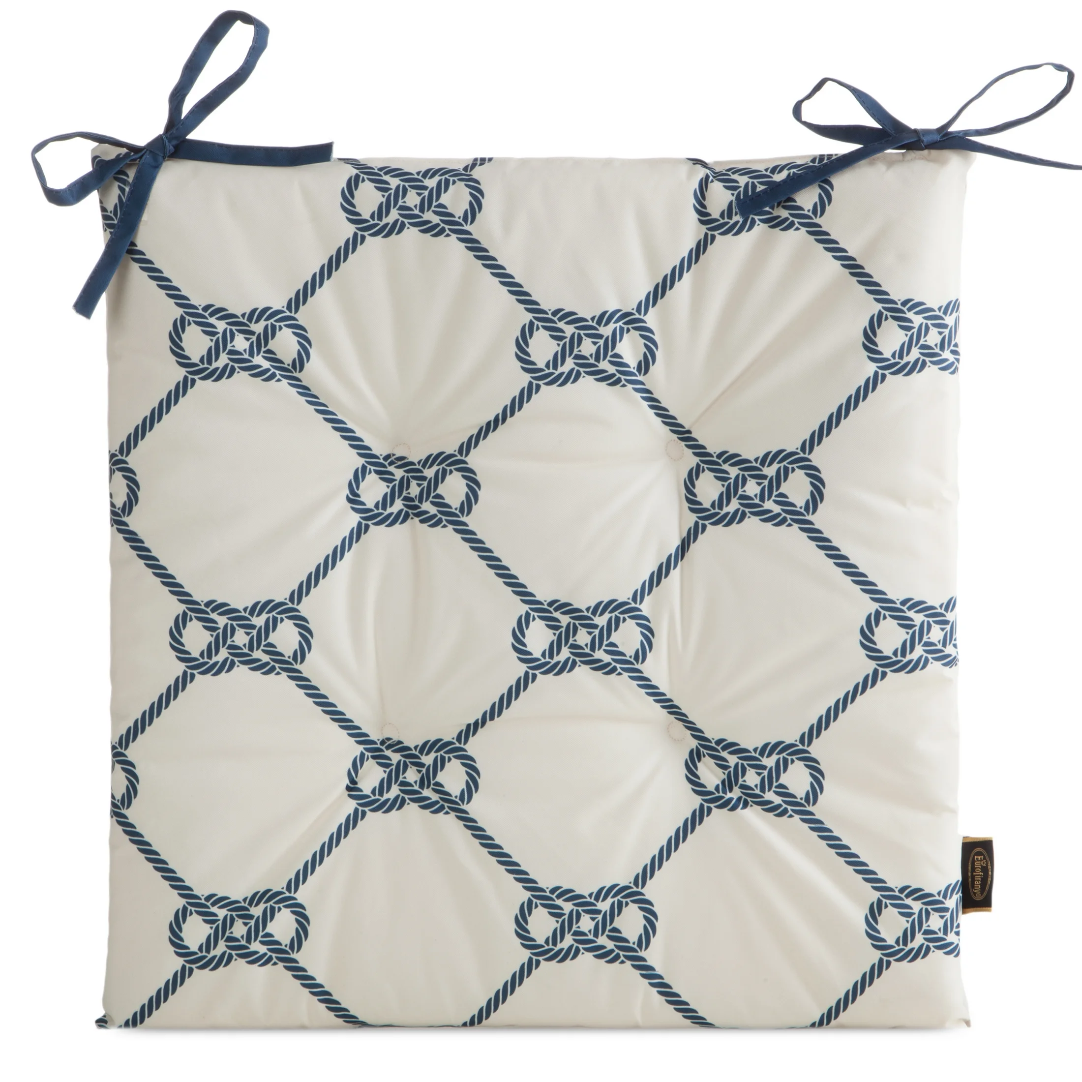 Poduszka na krzesło 43 x 43 x 4 cm wodoodporna biało, granatowa w stylu marynistycznym GARDEN