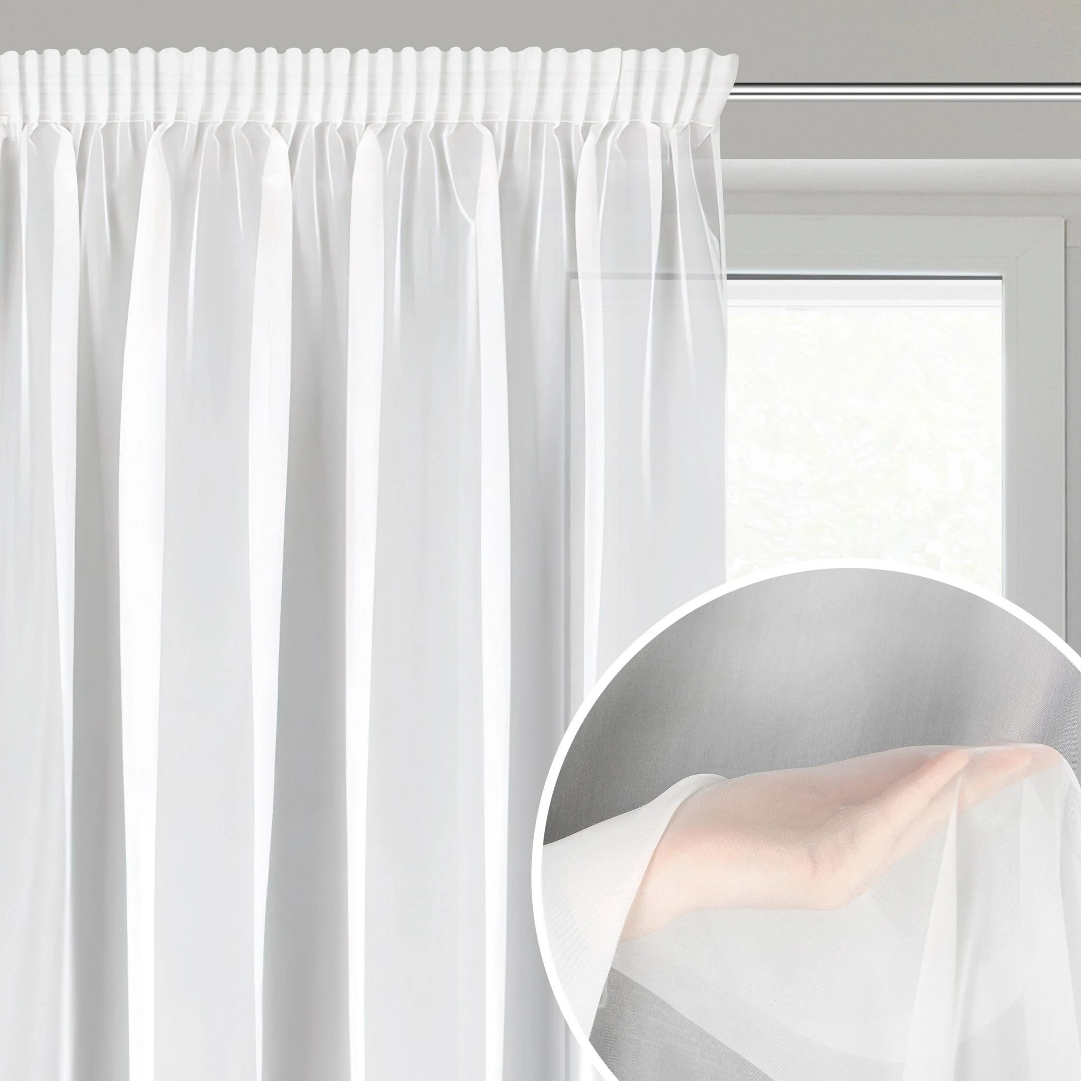 Firana biała z gładkiego matowego woalu 350x250 cm taśma LUCY | eurofirany