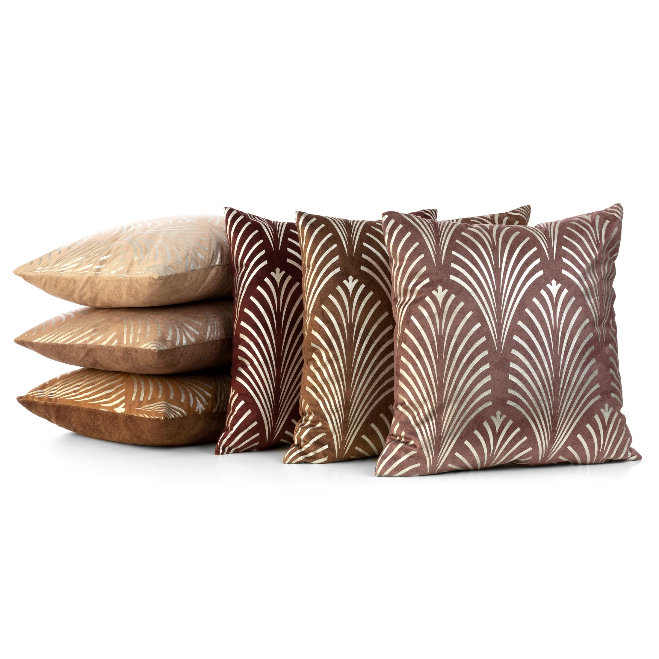 Poszewka na poduszkę 45x45 cm welwetowa brązowa z srebrnym nadrukiem BLINK 27