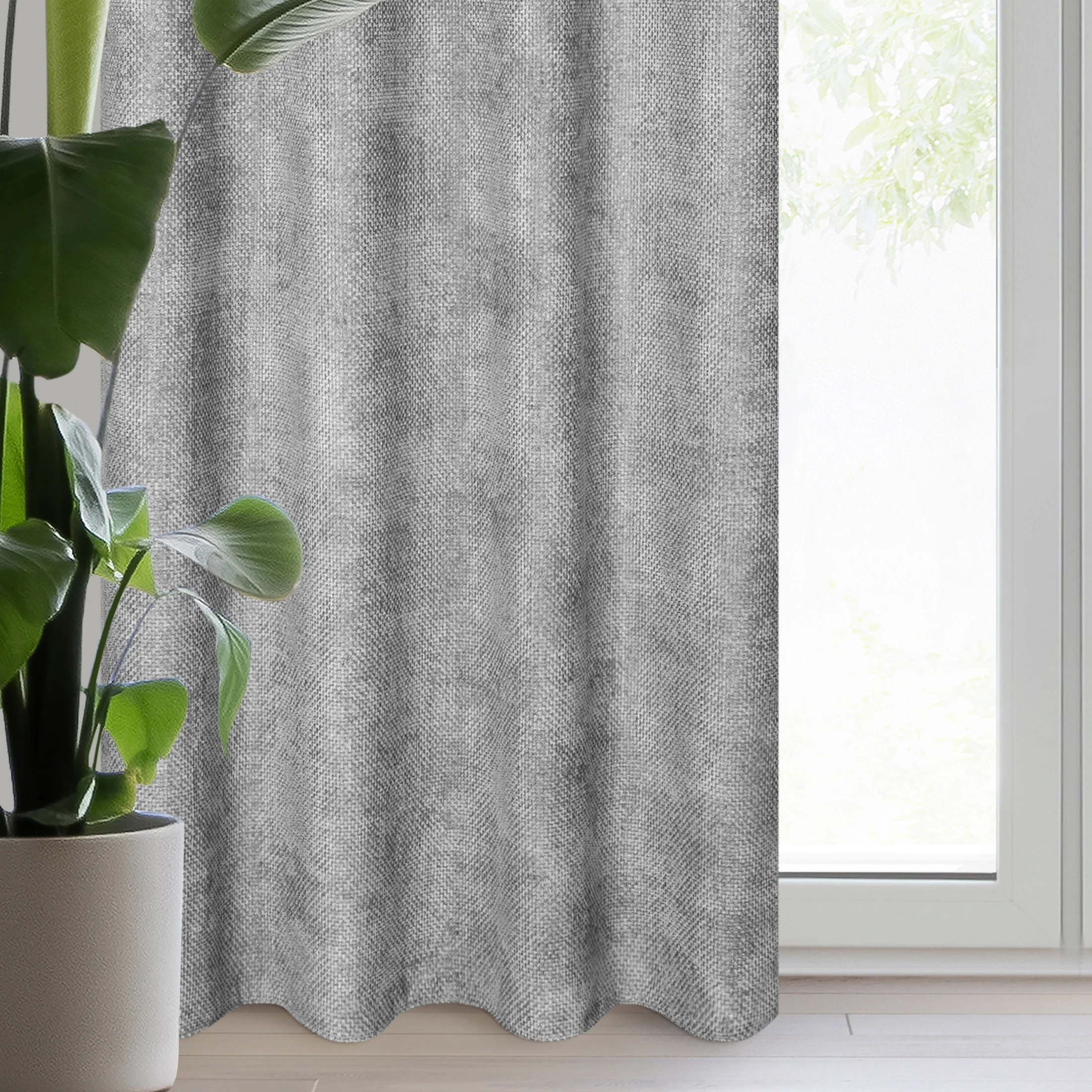 Zasłona popielata z tkaniny szenilowej 135x250 przelotka - ALETA | eurofirany