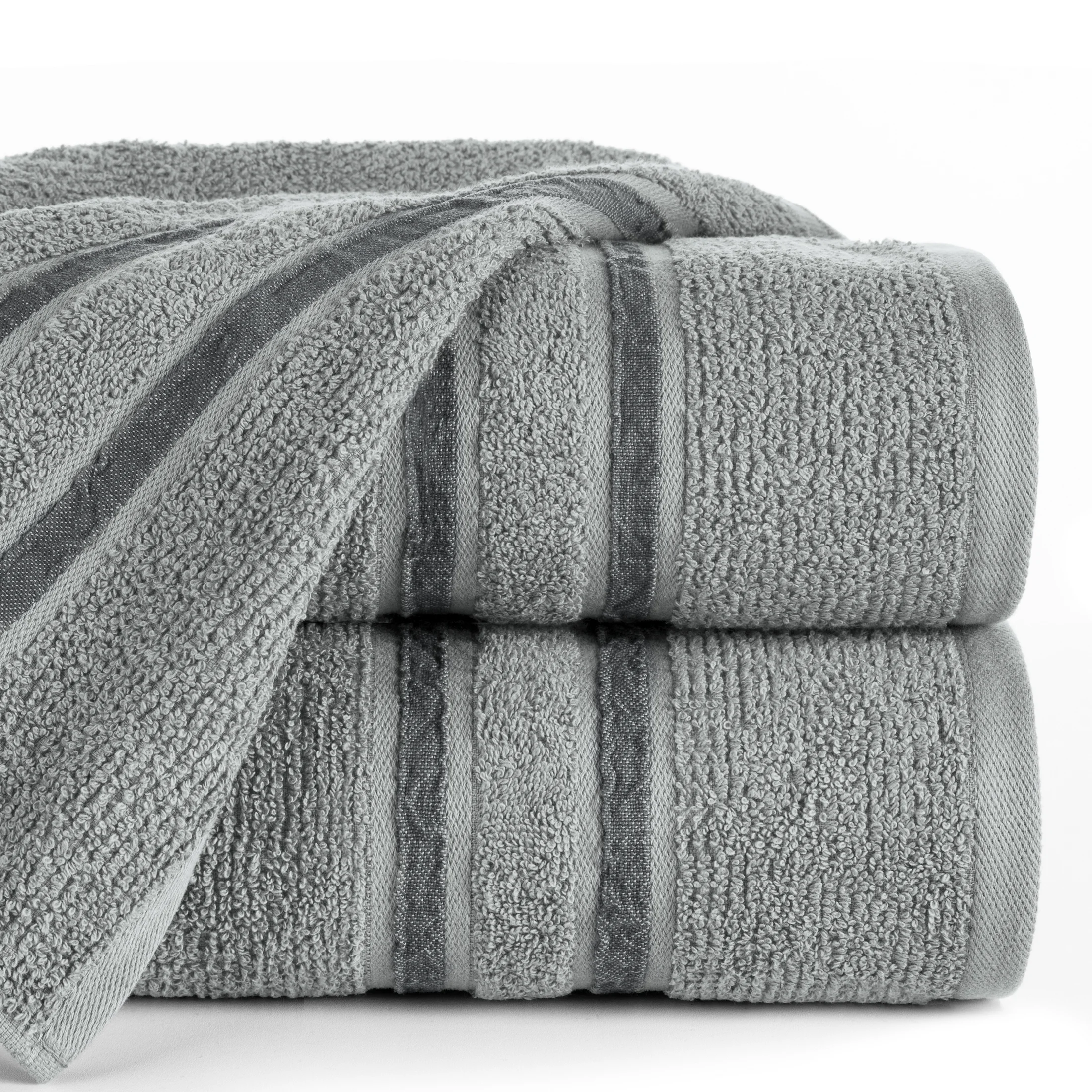 Ręcznik do rąk 30x50 cm bawełniany kolor stalowy w kontrastujące pasy 500 g/m2 DINA