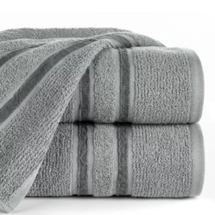 Ręcznik do rąk 30x50 cm bawełniany kolor stalowy w kontrastujące pasy 500 g/m2 DINA