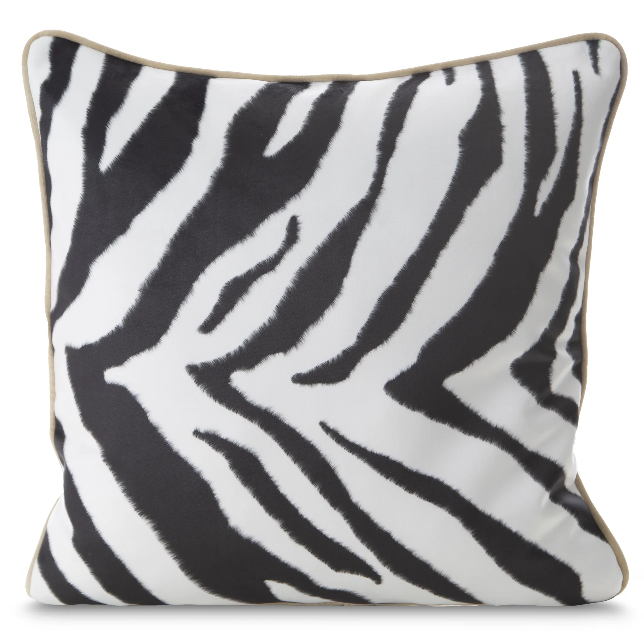 Poszewka na poduszkę 45x45 cm welwetowa, biało czarna z designerskim nadrukiem i wypustką na brzegach Eva Minge | eurofirany